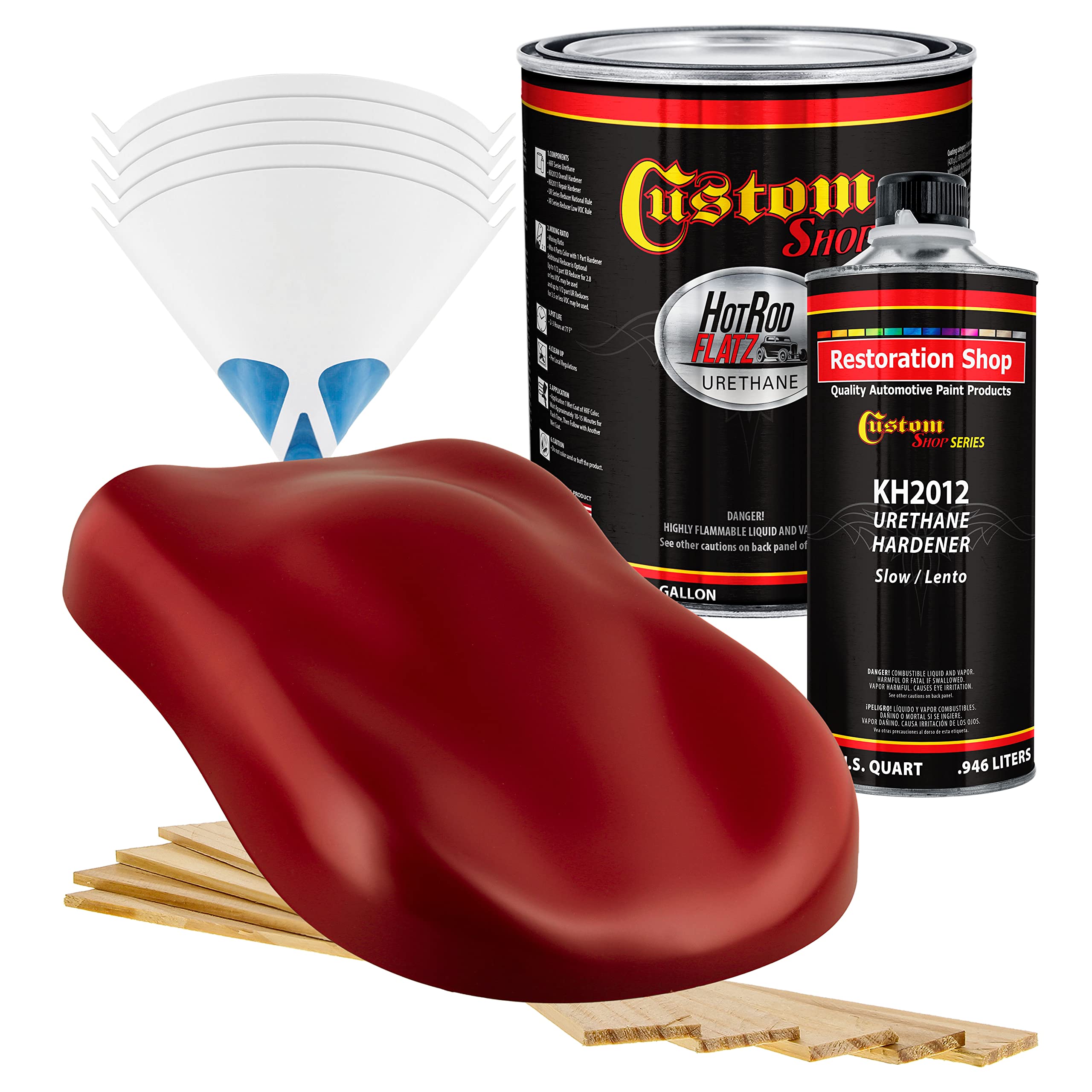 Victory Red Hot Rod Flatz Flat Matte Satin Urethane Auto Paint - Professional Low Sheen Gallon Kit for Cars & Trucks (4:1 Mix Ratio) - Ideal for Custom Shops, Automotive Restoration & Hot Rod Projects
