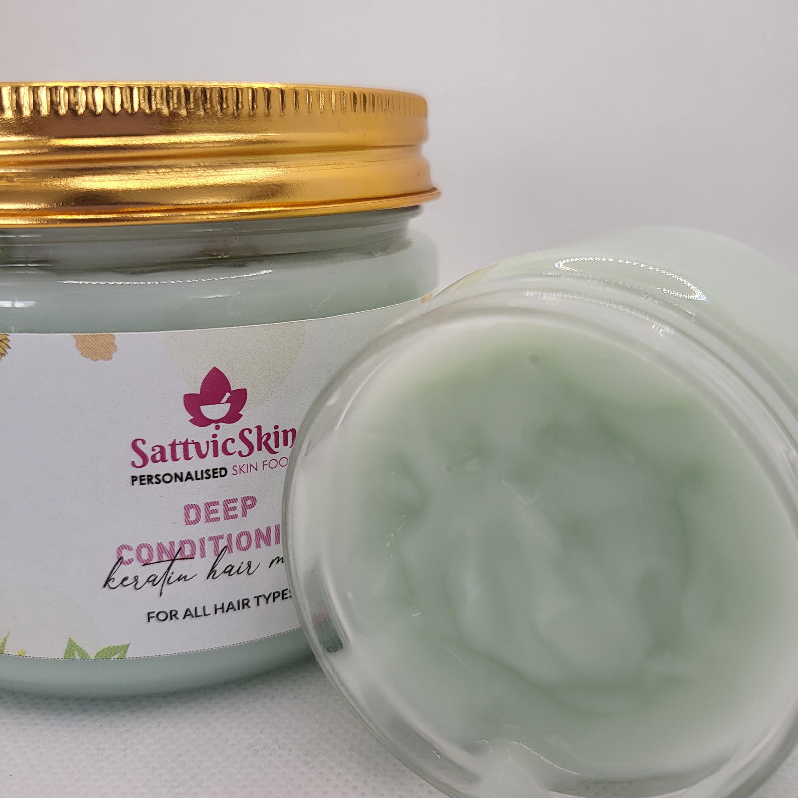 SattvicSkin Keratin Hair Mask with Avocado Oil & Shea Butter - Deep Conditioning Treatment for Smooth, Nourished Hair & Hair Fall Control (100g) | Perfect for Damaged, Dry & Frizzy Hair at Home Salon Spa Treatment