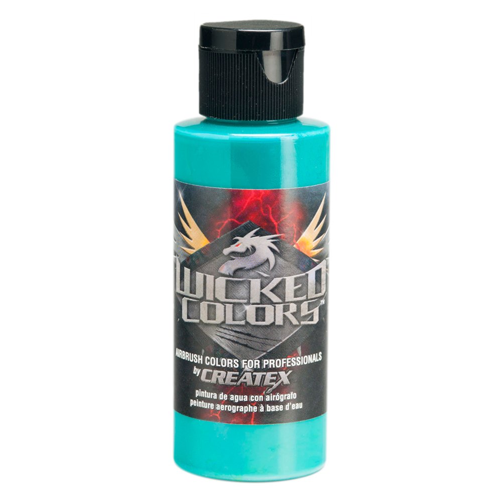 Wicked Colors 2-Oz Wicked Fluorescent Aqua Createx Paint - Vibrant Water-Based Acrylic for Airbrush, Fabric & Canvas Art - Perfect for Cosplay, Model Kits & DIY Projects