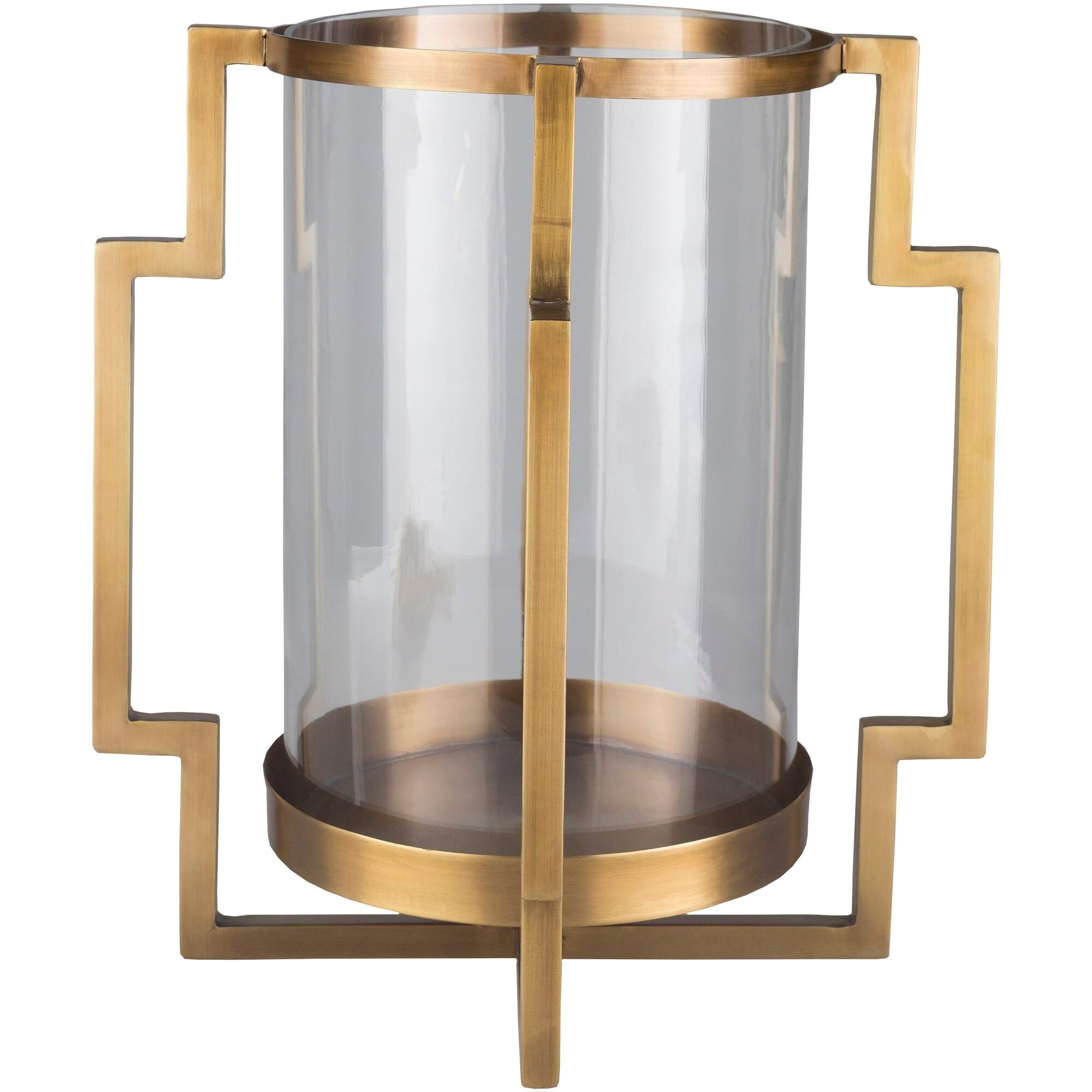 15.75 Inch Gold Glass Modern Candle Holder - Contemporary Metal Home Decor for Dining Table, Wedding Centerpiece & Living Room Ambiance