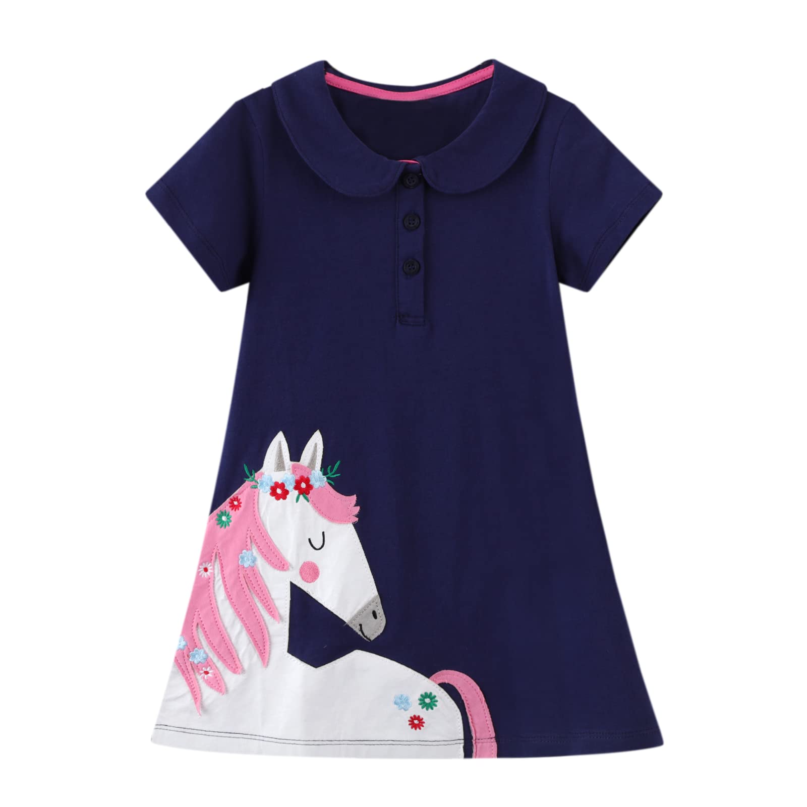Toddler Summer Casual Dress for Girls 2-7 Years - Soft Cotton Embroidered Sundress - Perfect for Beach, Playdates & Outdoor Activities