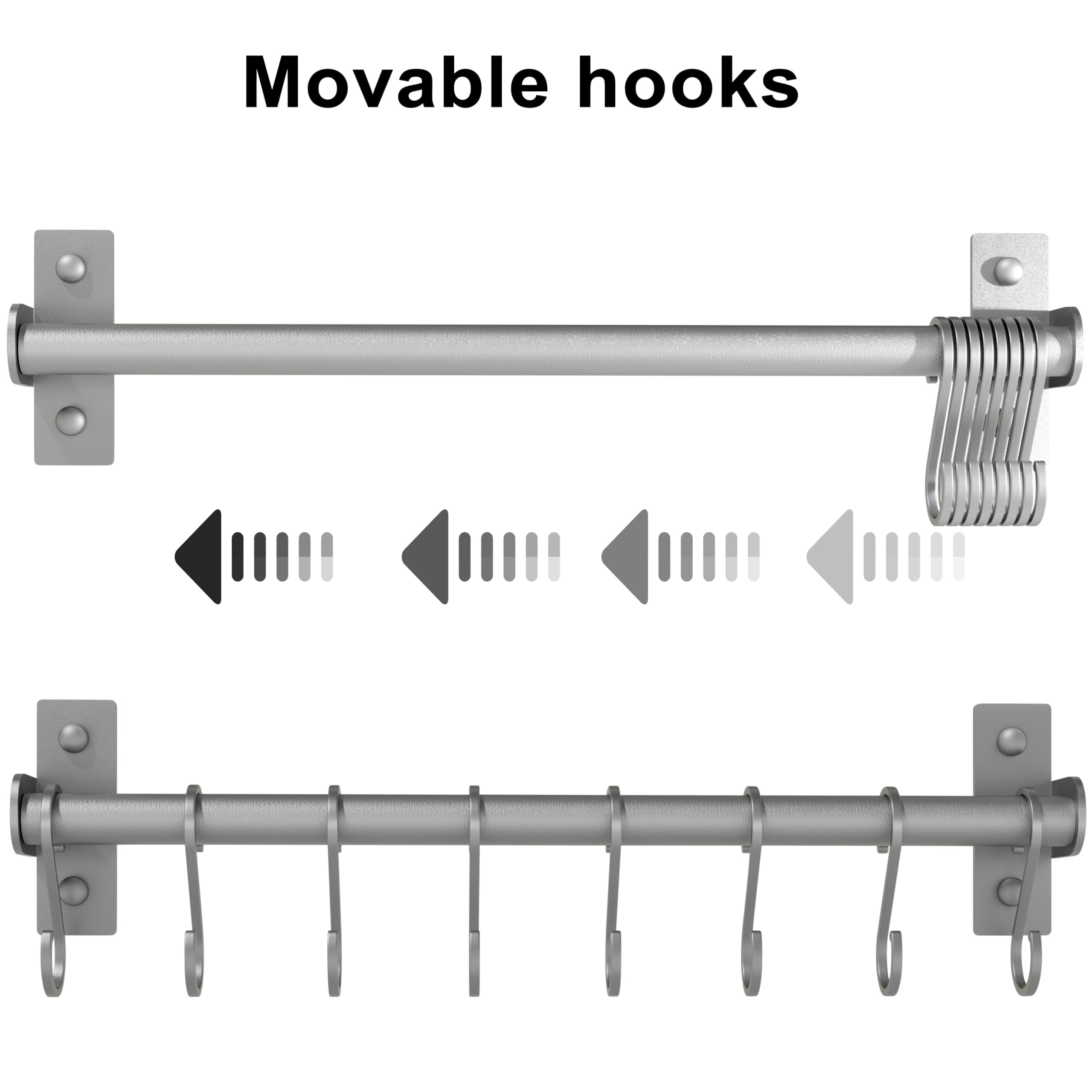 Stainless Steel Wall Mounted Kitchen Utensil Holder with 8 Hooks - Pot & Pan Rack Organizer for Spoons, Mugs & Cooking Tools | Space-Saving Storage for Small Kitchens & RV Camping