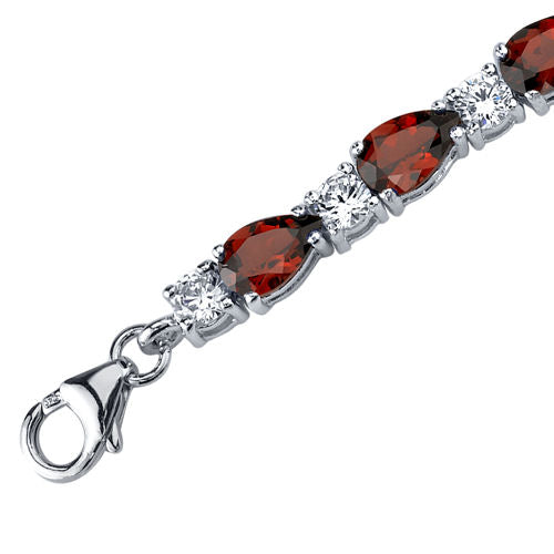 Garnet Tennis Bracelet Sterling Silver Pear Shape 13.75 Carats - Elegant Jewelry for Women, Perfect Gift for Anniversary, Birthday & Special Occasions