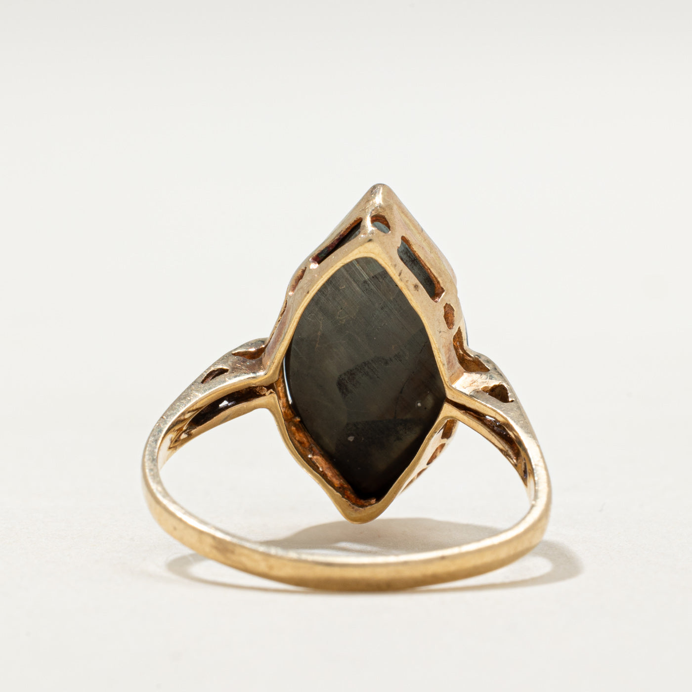 10K Gold Marquise Cut Hematite Ring - 3.65ct Genuine Stone - Size 6.75 - Elegant Jewelry for Women - Perfect for Weddings, Anniversaries & Special Occasions
