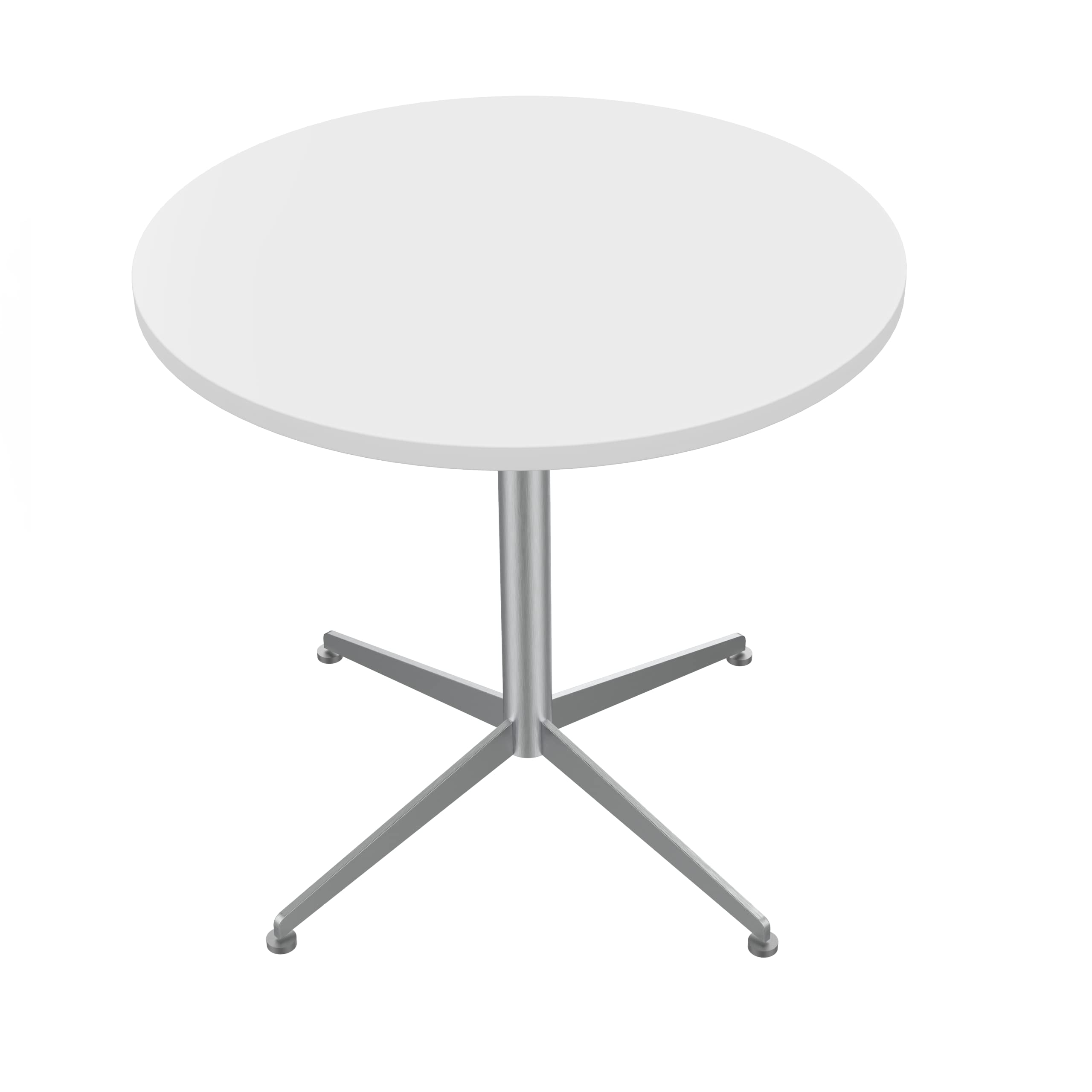 31.5 Inch White Round Dining Table with Stainless Steel X-Shaped Pedestal - Perfect for Office, Boardroom, Kitchen, Living Room, Coffee Meetings & Small Conferences