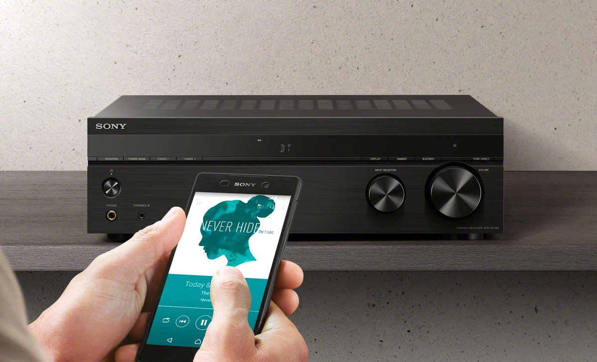 Sony STRDH190 2-Channel Stereo Receiver with Bluetooth, Phono Input & FM Radio - Black | Home Theater & Audio System for Music, Movies & Gaming