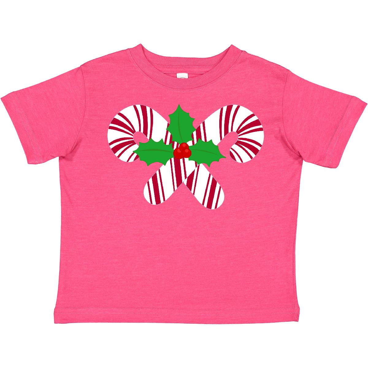 Inktastic Candy Canes & Holly Christmas Toddler T-Shirt - Festive Holiday Outfit for Kids, Baby & Toddler Christmas Party, Family Photo Matching Outfits, Xmas Gift Idea