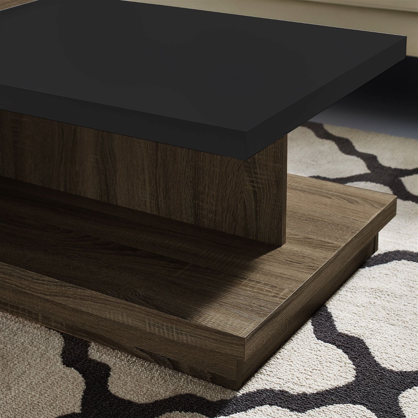 Tauris™ Duet Coffee Table - Dark Oak & Black Finish - Modern Living Room Furniture for Small Spaces & Apartments