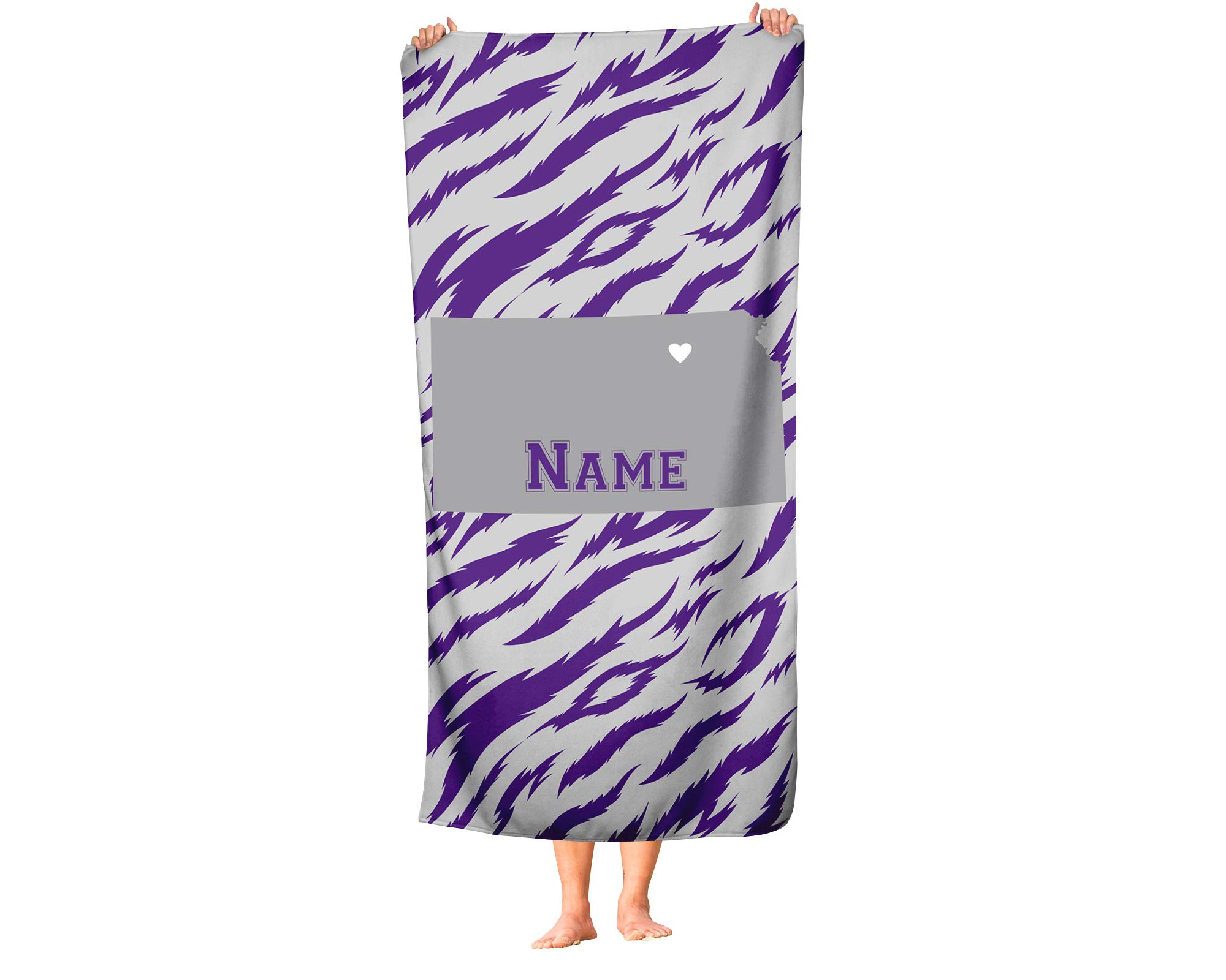 Custom Kansas State Pride Beach & Bath Towel - Personalized Medium & Large Towels for Adults & Kids - Perfect for College Football, Basketball Games & Beach Vacations