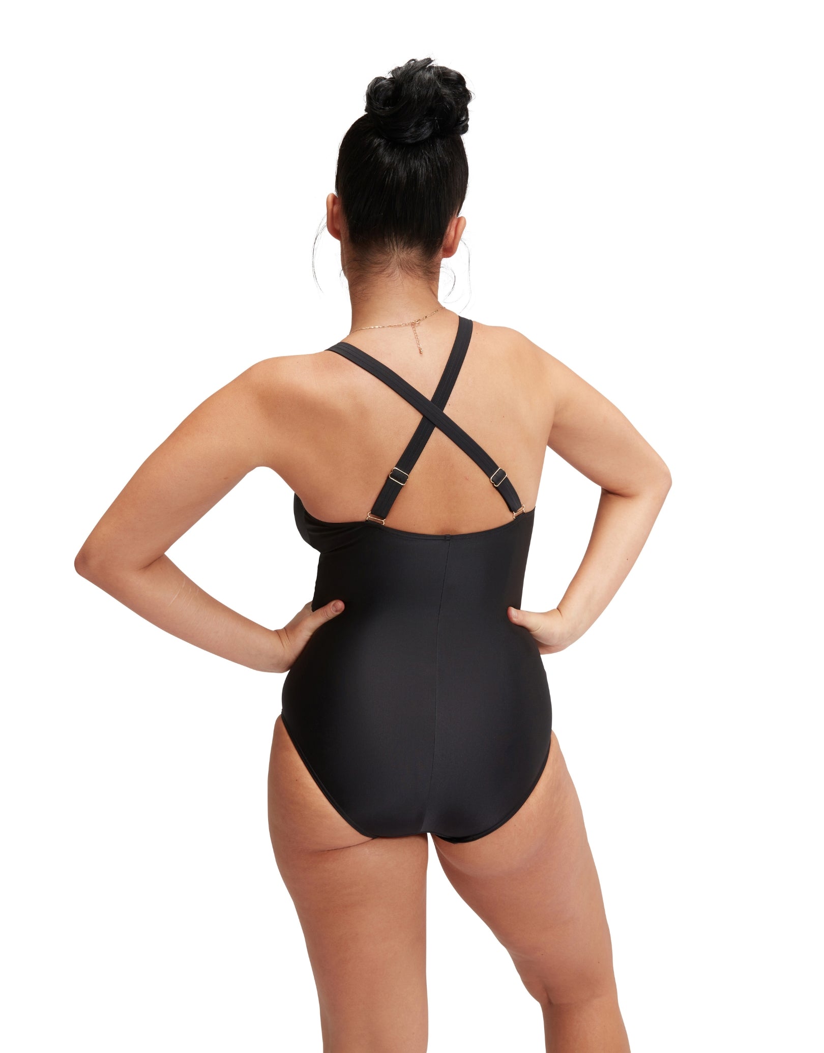 Black Shaping V Neck Swimsuit for Women - Slimming One Piece Bathing Suit for Beach, Pool & Summer Vacations