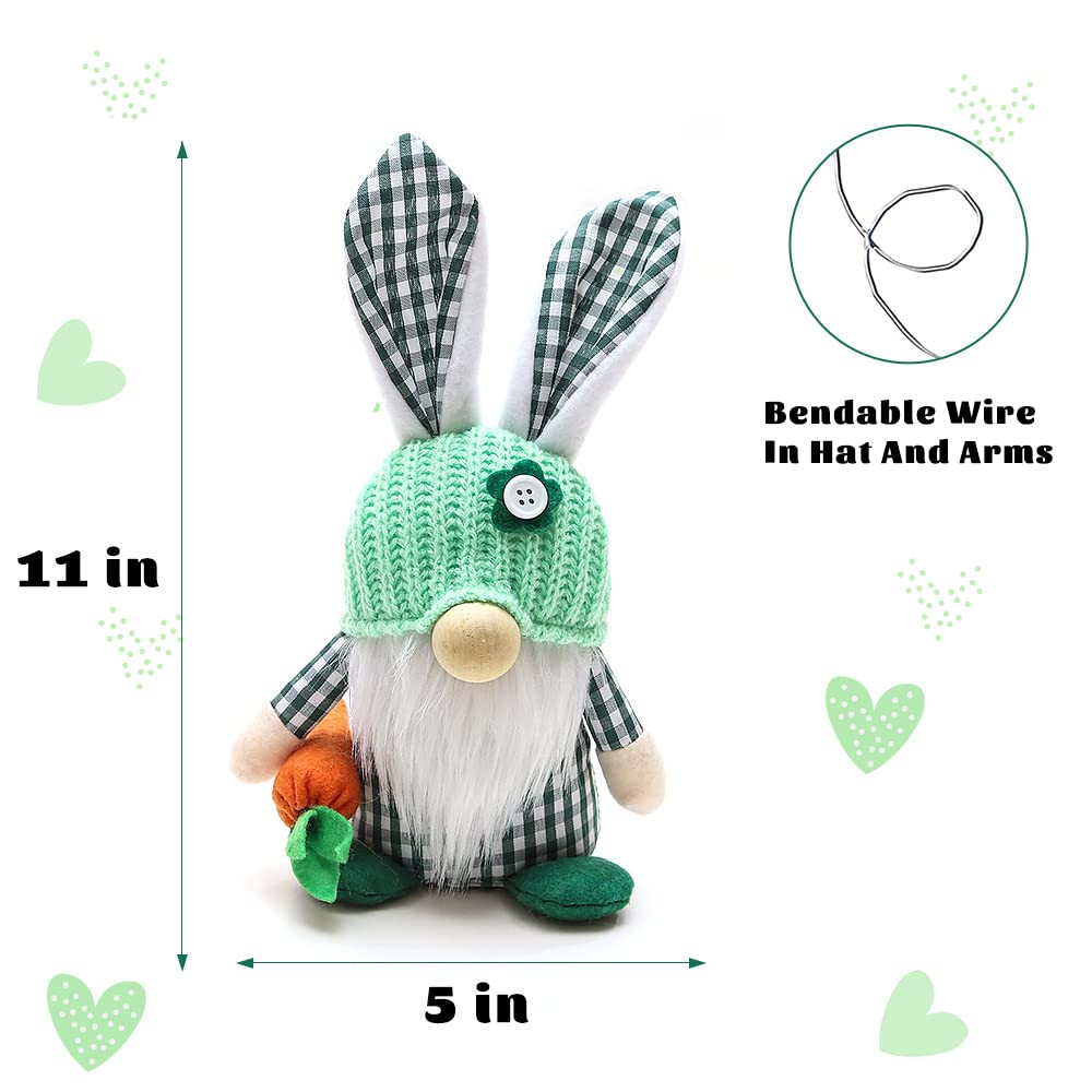 2Pcs Easter Bunny Gnomes - Spring Home Decor, Faceless Plaid Doll Shelf Sitters for Tiered Trays - Cute Easter Basket Fillers & Gift Ideas for Spring Party Decorations