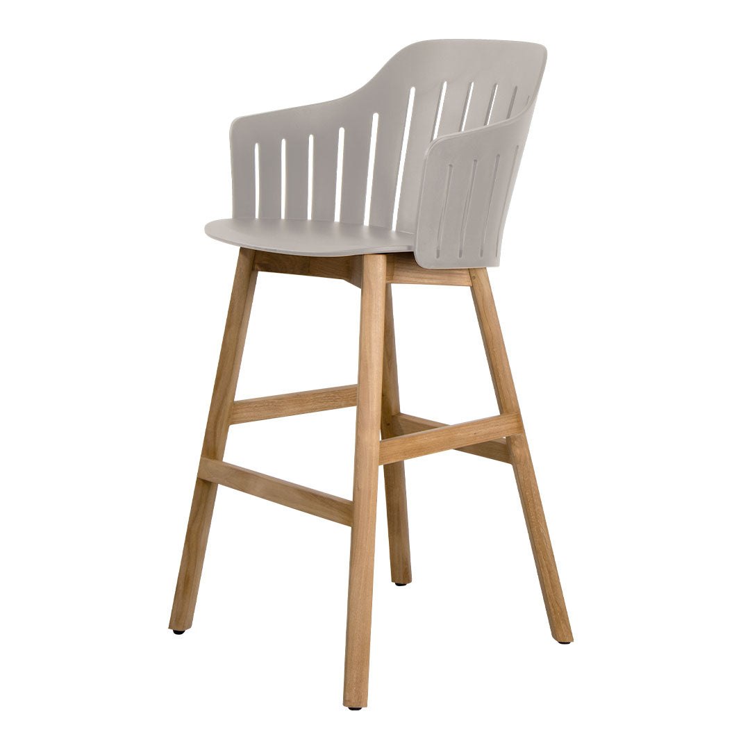 Premium Outdoor Bar Stool with Wood Base & Comfortable Back/Seat Cushion - Perfect for Patio, Deck, Poolside & Garden Relaxation