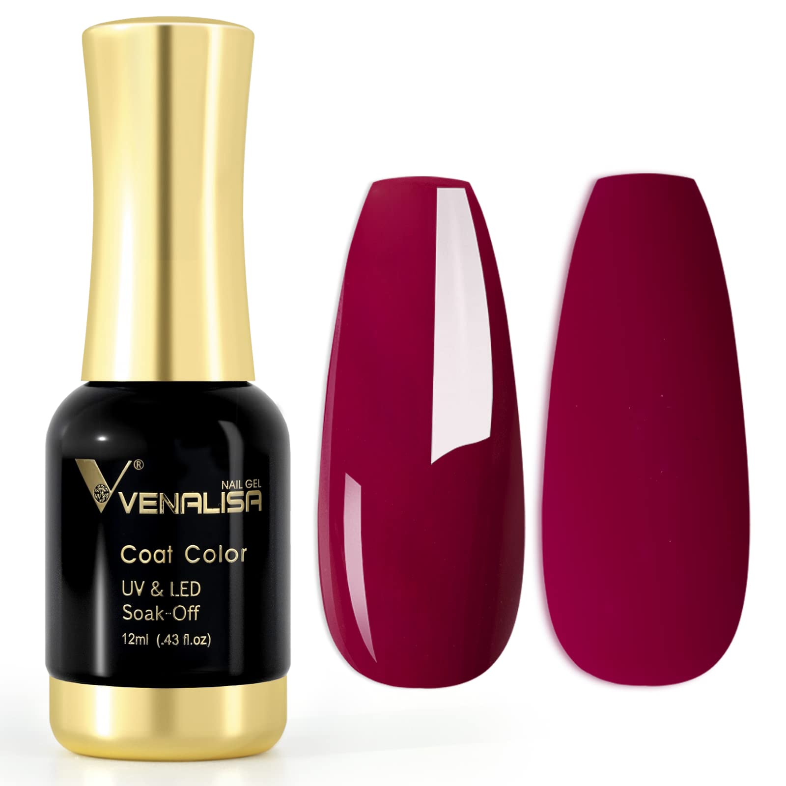 VENALISA Soak Off UV LED Gel Nail Polish - Burgundy Red Color, Professional Salon Quality Nail Art Starter Kit for DIY Manicure at Home | Long Lasting & Chip Resistant for Parties, Weddings & Special Occasions