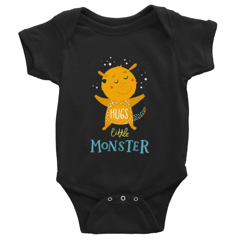 Organic Baby Bodysuit Romper - Little Monster Design for Newborns & Infants | Soft & Comfortable Black Outfit for Boys & Girls | Perfect for Playdates, Photo Shoots & Everyday Wear
