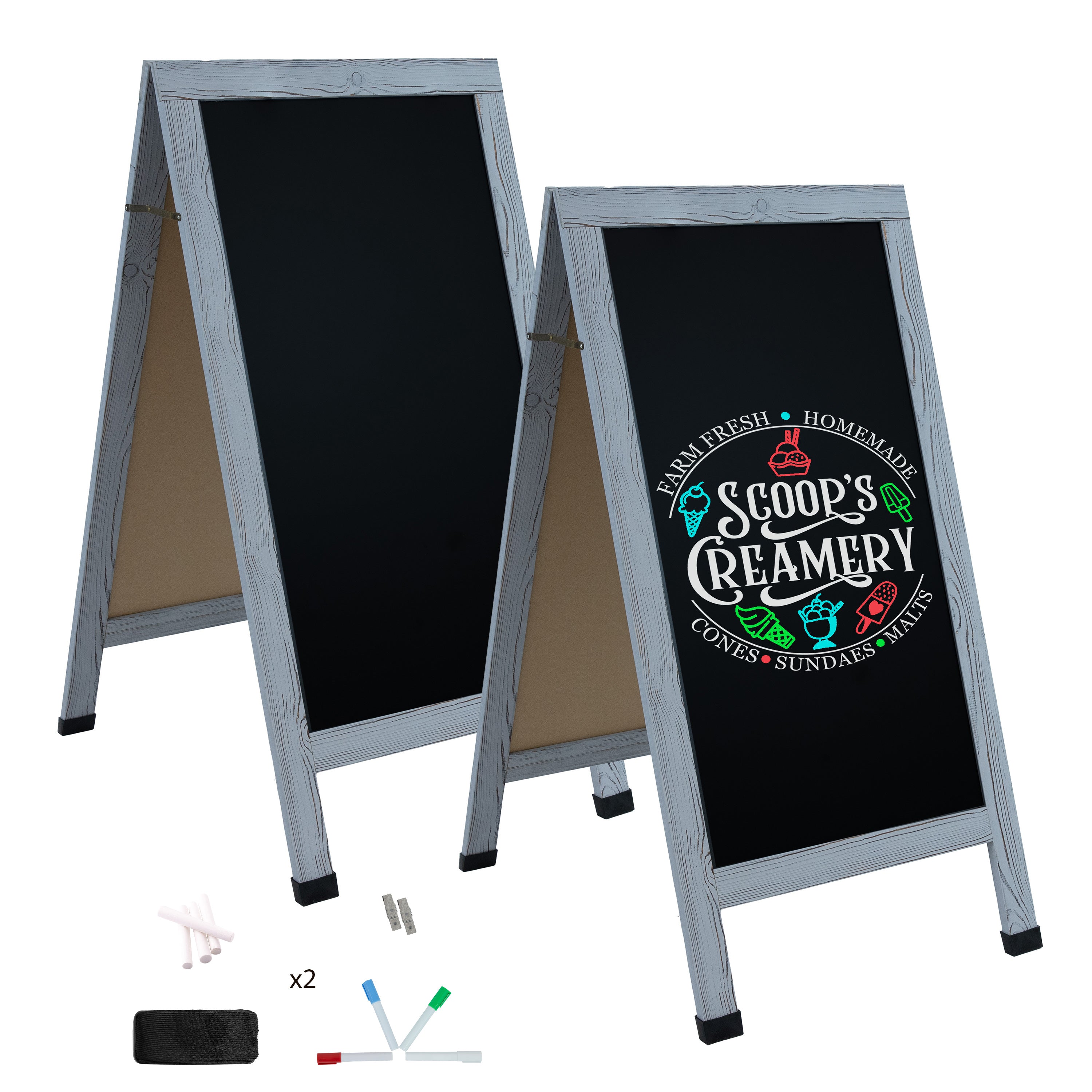 48 x 24 Inch A-Frame Chalkboard Sign by Sunnydaze - Outdoor & Indoor Menu Board, Wedding Welcome Sign, Restaurant Specials Board, Cafe Signage