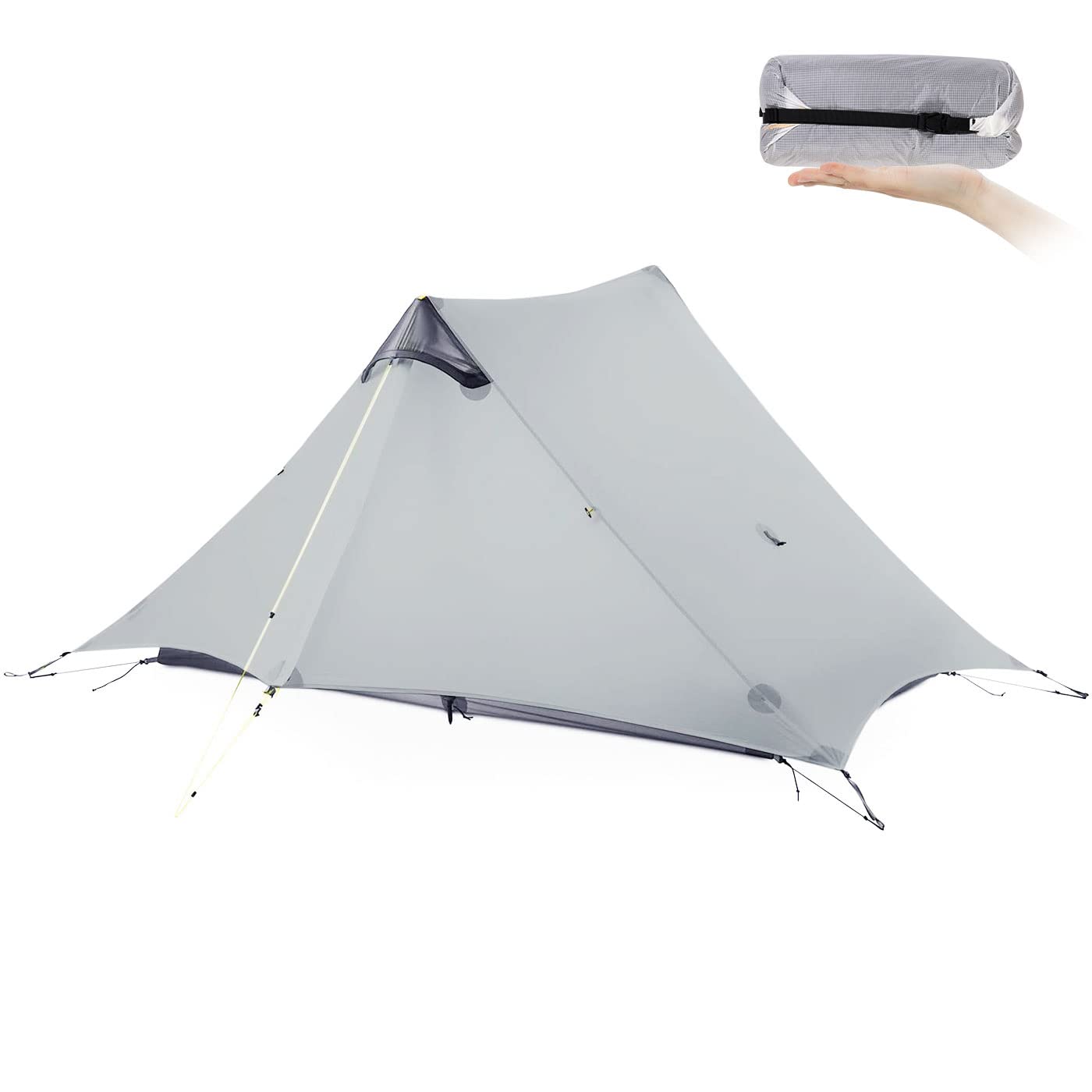 Ultralight 3-Season Backpacking Tent - 1/2 Person Lightweight Camping Tent for Outdoor Adventures | Waterproof & Portable LanShan Tent Shelter | Perfect for Camping, Hiking, Trekking & Mountaineering (2-Person, Gray-White) - Great for Backpacking Trips, Wilderness Exploration & Festival Camping