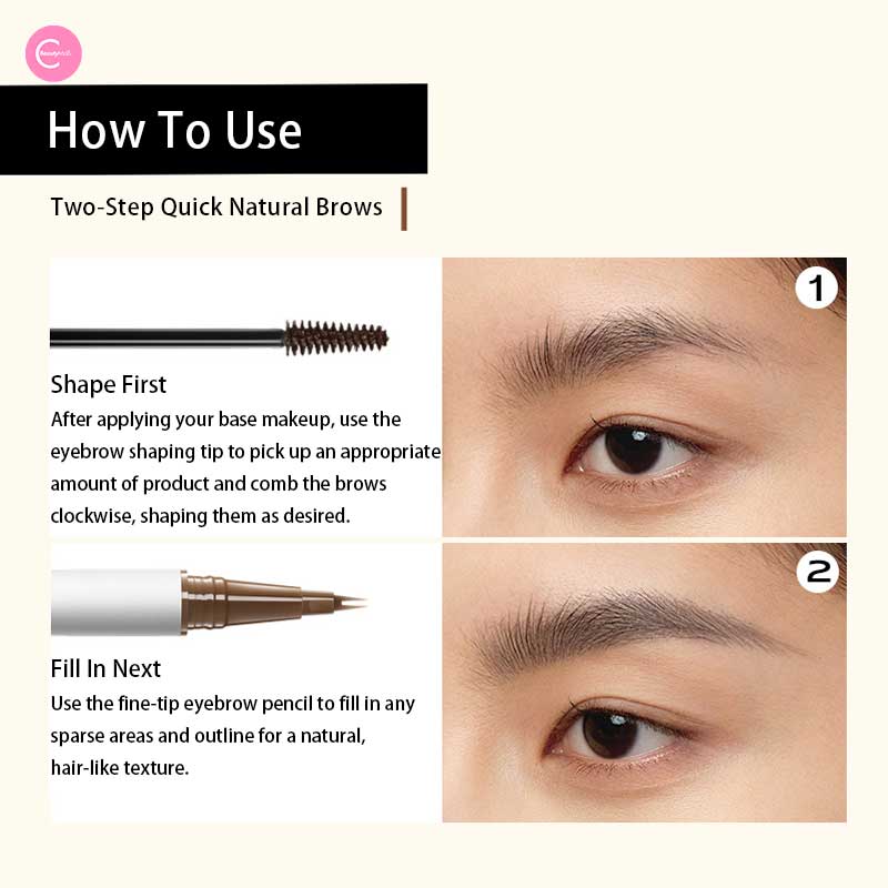 Little Ondine Dual Ended Waterproof Eyebrow Pencil - Long Lasting, Smudge Proof - Perfect for Daily Makeup & Special Occasions