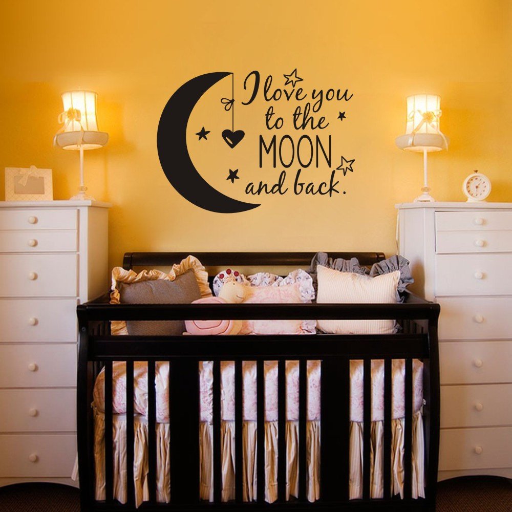 I Love You to The Moon and Back Wall Decal - Custom Nursery & Bedroom Decor - Baby Room & Playroom Wall Art - Perfect for Kids' Spaces & Home Decor