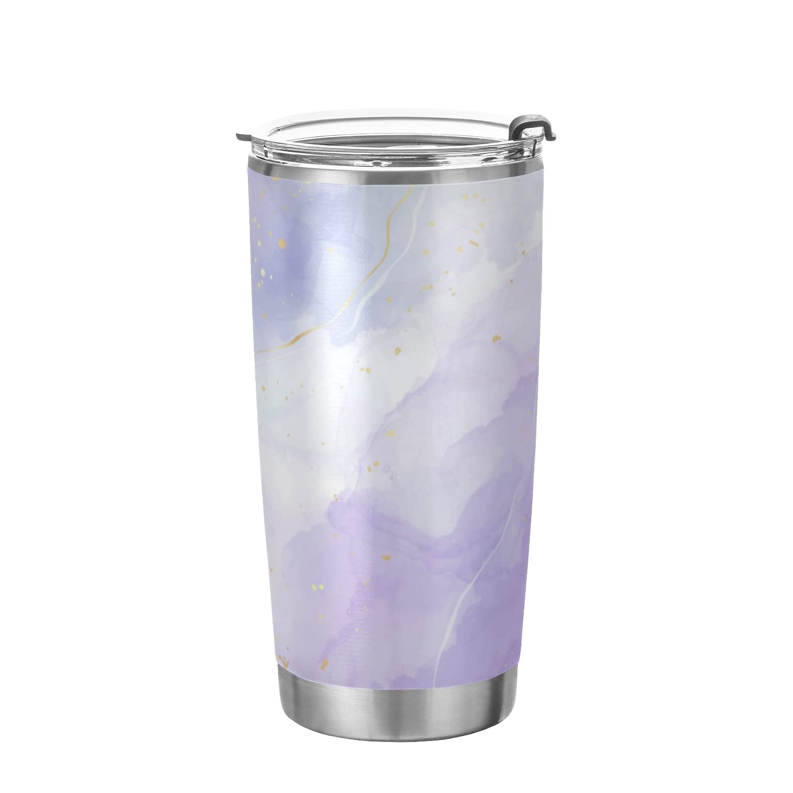 ALAZA 20Oz Stainless Steel Vacuum Insulated Tumbler - Teal Mauve Purple Marble Design with Lid & Straws - Double Wall Travel Mug for Coffee, Iced Drinks & Hot Beverages - Perfect for Office, Gym, Camping & Outdoor Activities