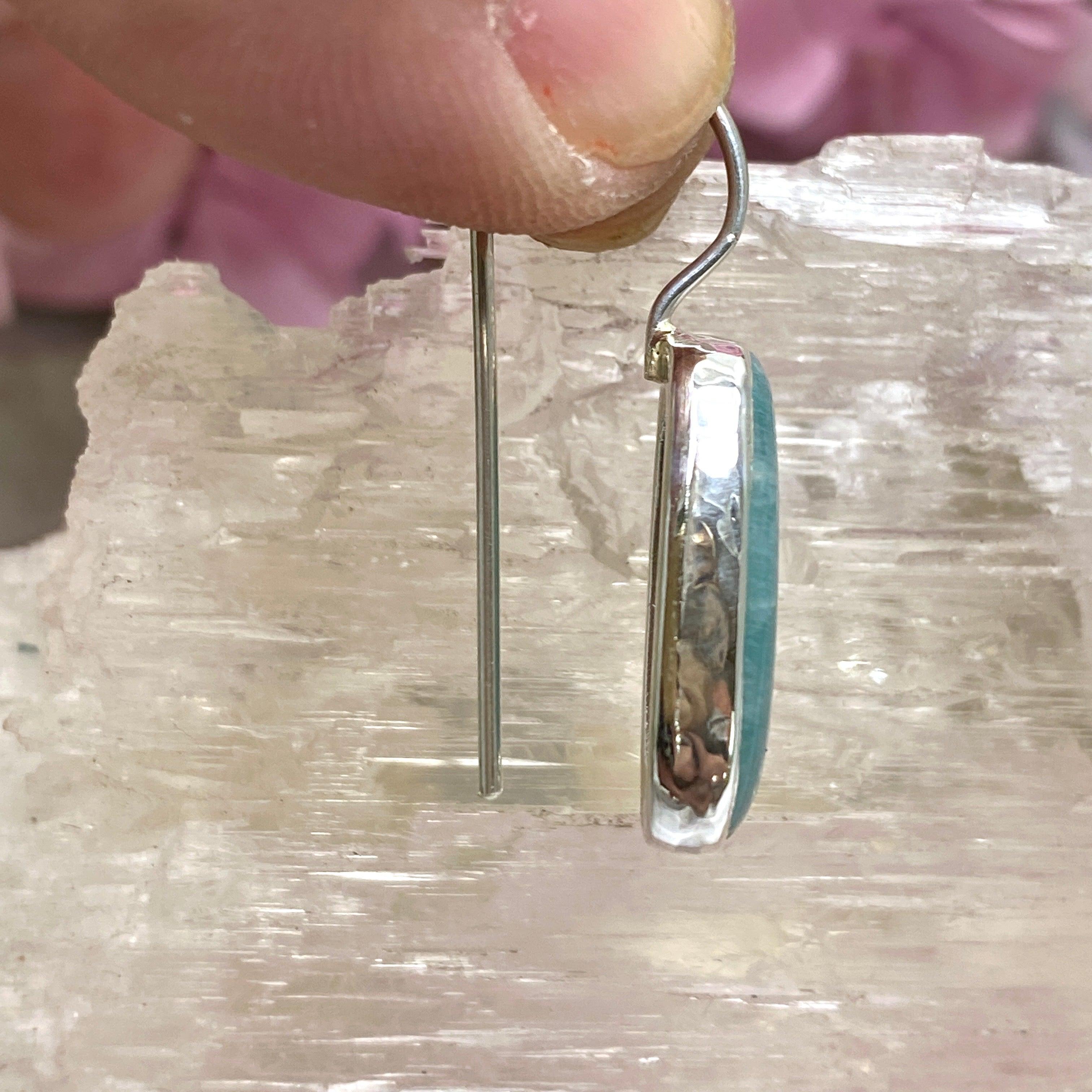 Amazonite Oval Earrings with Fixed Hook - Elegant Gemstone Jewelry for Women | Perfect for Parties, Weddings & Everyday Wear KEGJ1238