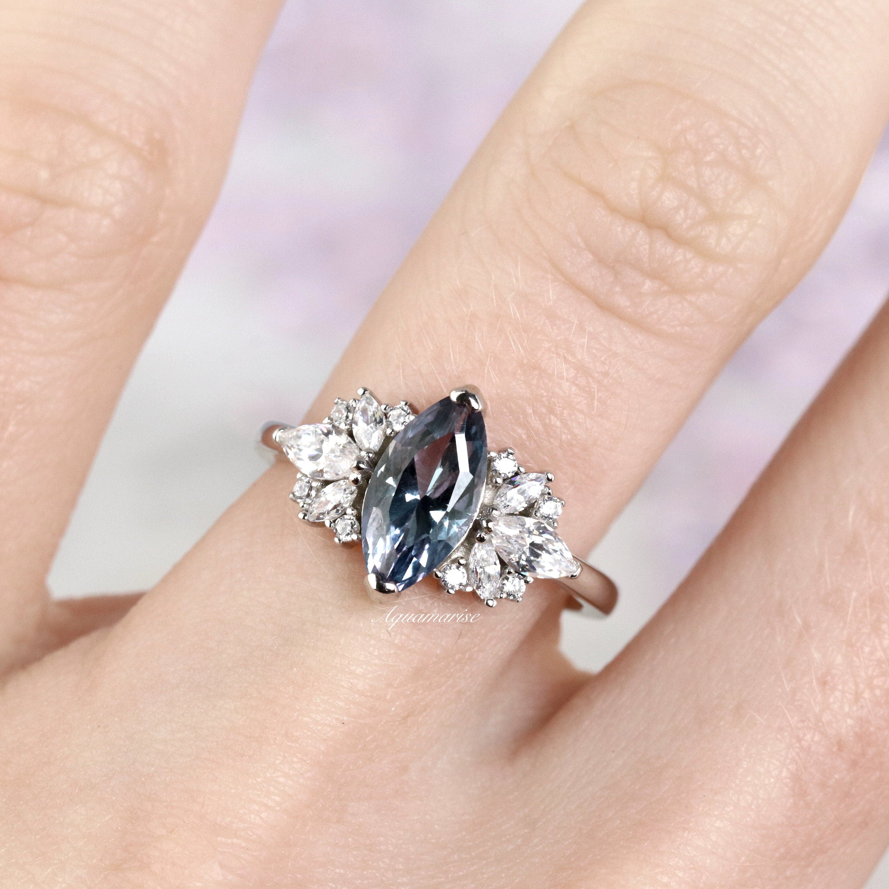 Adeline Alexandrite Ring Sterling Silver - Elegant Birthstone Jewelry for Women, Perfect for Gifts, Anniversaries & Special Occasions