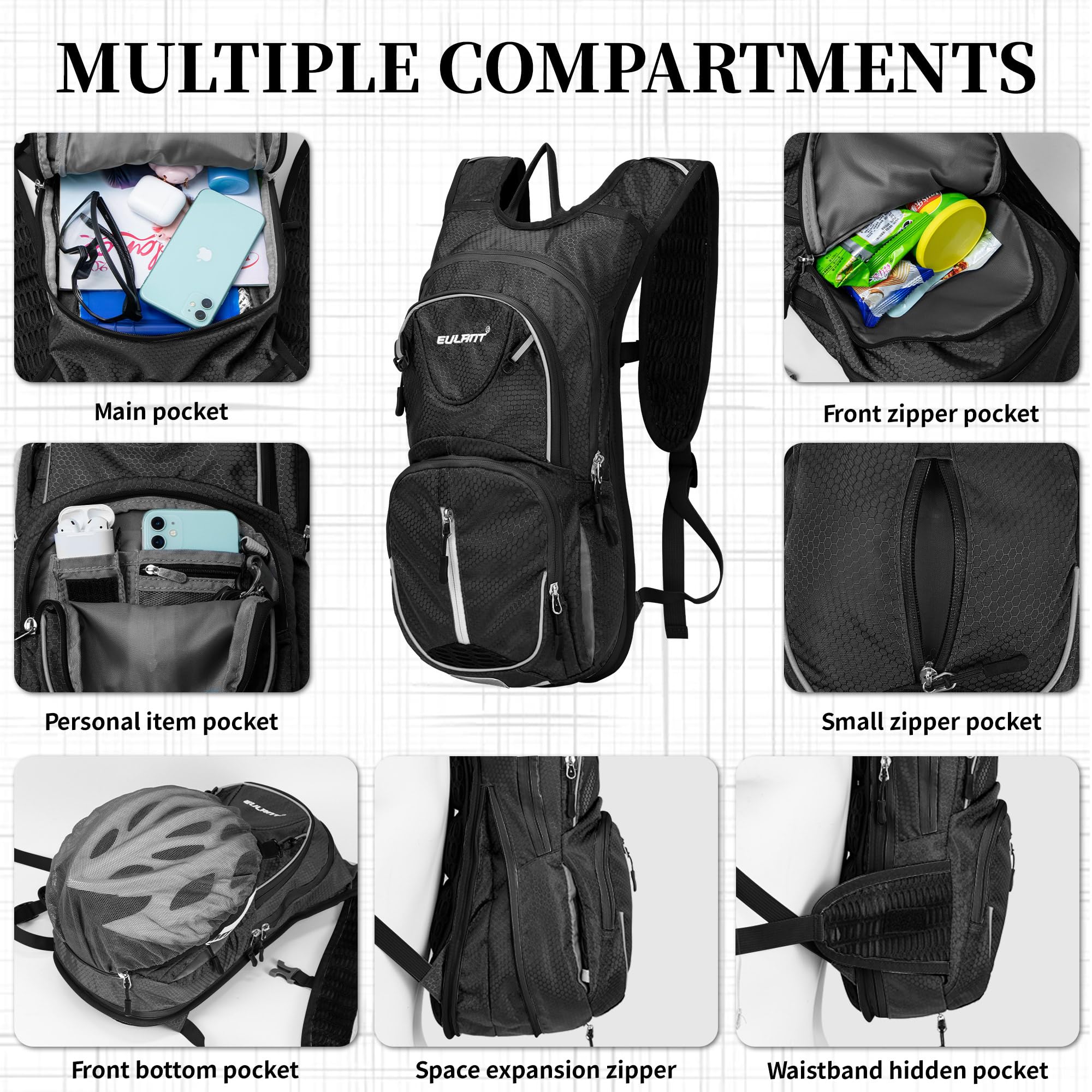 EULANT Waterproof Running Backpack - Lightweight Hiking Cycling Pack for Men & Women - Perfect for Outdoor Sports & Travel