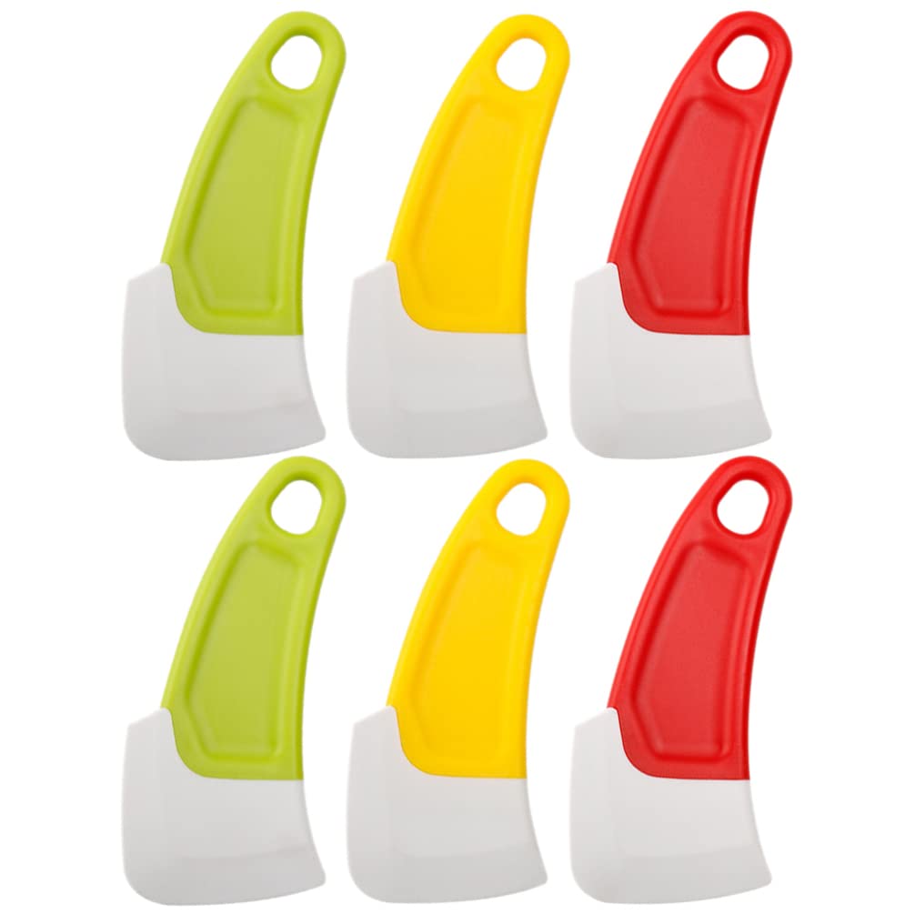 Angoily Silicone Pan Scraper Set - 6pcs Non-Stick Dish Bowl Pot Wok Cleaner, Rubber Spatula for Kitchen Cleaning (Mixed Colors) - Perfect for Baking, Cooking & Easy Food Residue Removal