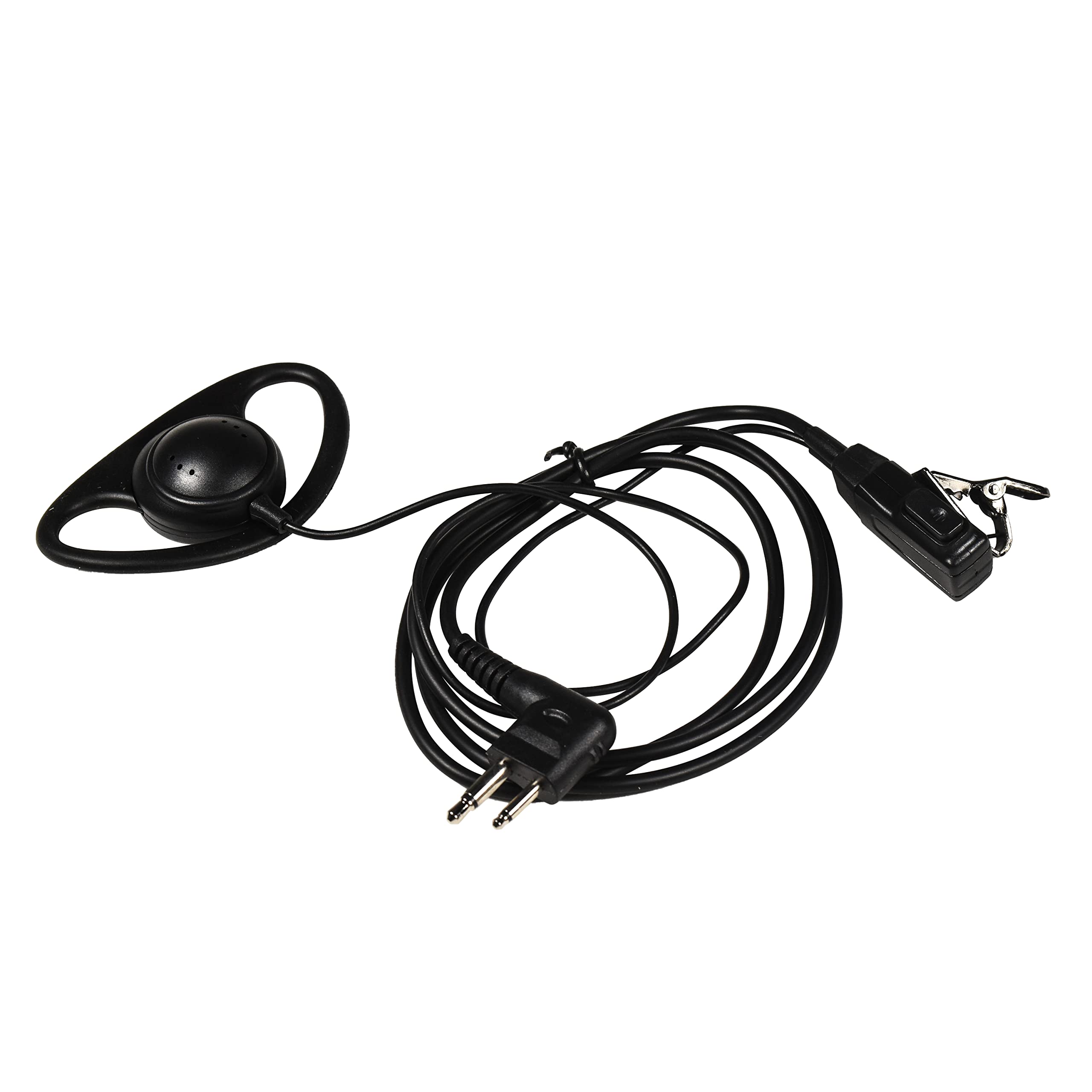 HQRP D-Shape Earpiece Headset with PTT Microphone - Compatible with Motorola RDV-5100, RDV-2020, AU-1200, AV-1200 Sun Meter Radios - Perfect for Security, Construction & Two-Way Radio Communication