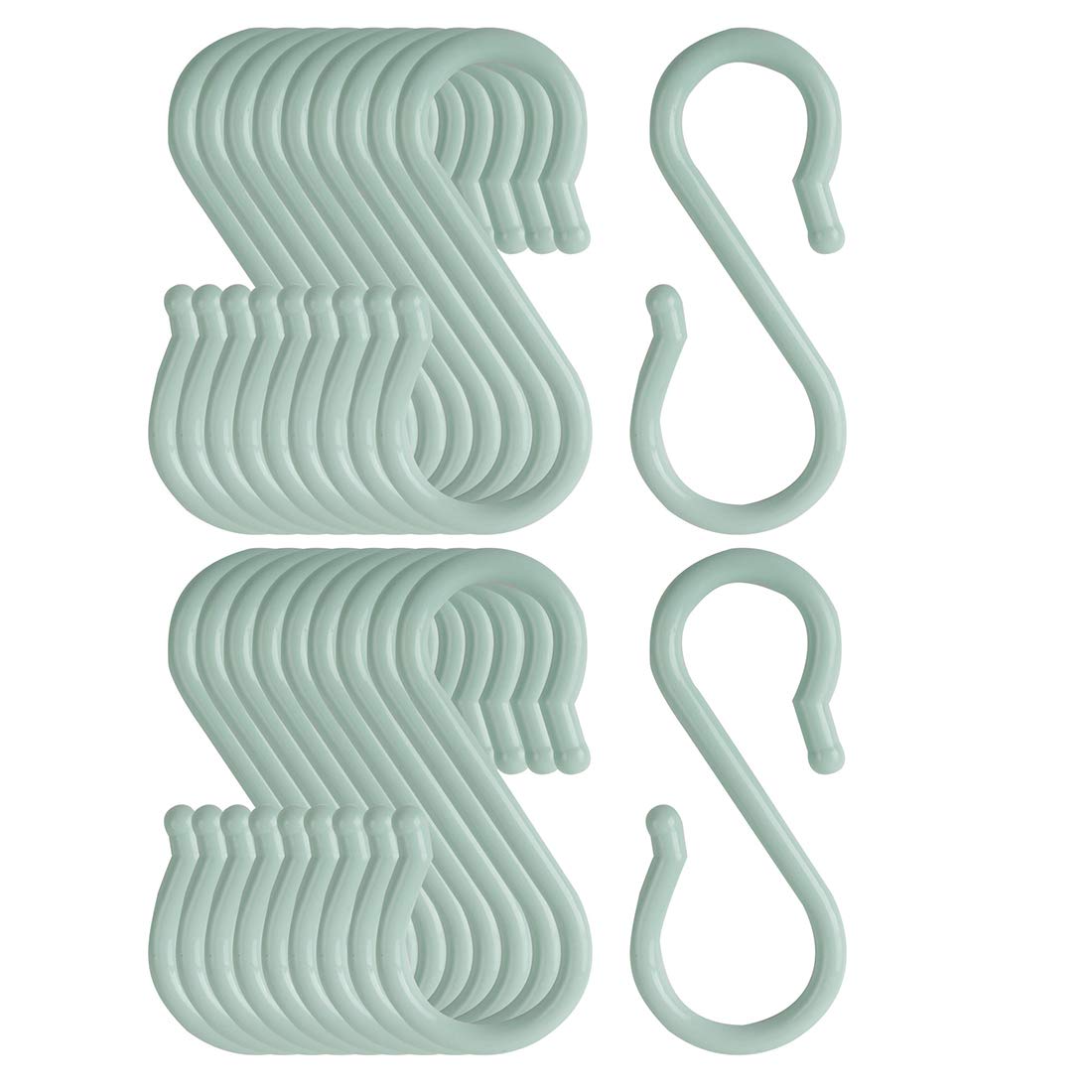 20 Pack S-Shaped Plastic Hooks - Heavy Duty Hangers for Kitchen, Bathroom, Closet - Organize Pots, Pans, Cups, Utensils, Clothes & Towels (Light Blue) - Perfect for Home, Office & Dorm Organization