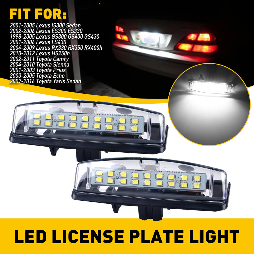 Bright Xenon White LED License Plate Light Assembly for Toyota & Lexus - Durable Replacement Tag Lights for Night Driving & Enhanced Vehicle Appearance