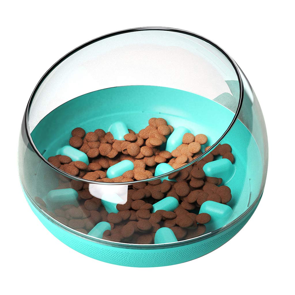 Non-Slip Round Bottom Slow Feeder Dog Bowl - Interactive Fun Maze Design for Small & Medium Dogs - Perfect for Mealtime Enrichment & Preventing Bloat (Blue)