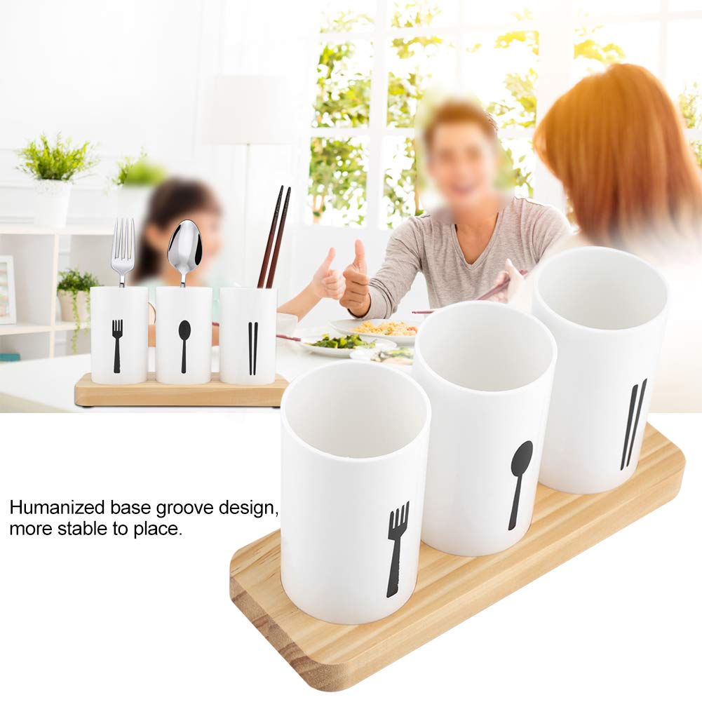 Premium Oak Wood Chopsticks Holder with Bamboo Base - Kitchen Cutlery Storage Box, Drain Rack & Knife Organizer - Perfect for Asian Dining, Sushi Nights & Organized Kitchen Countertops