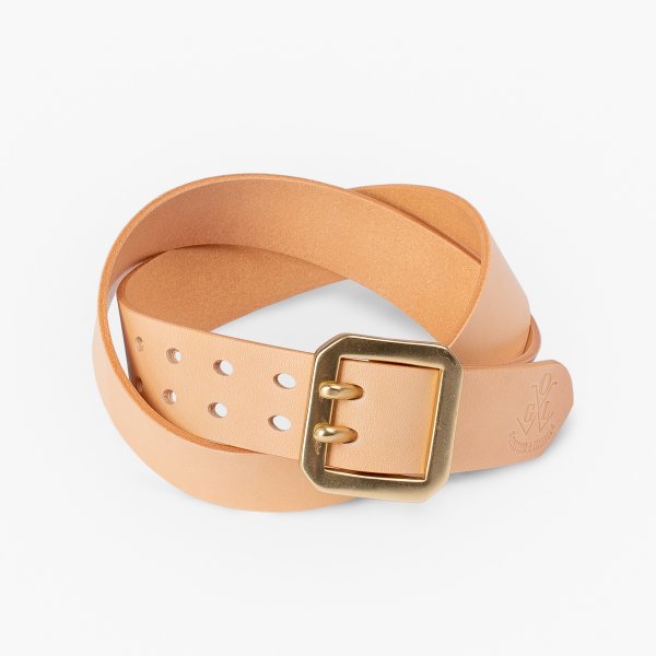 OGL Double Prong Garrison Buckle Leather Belt - Genuine Natural Leather for Men - Perfect for Casual Wear, Work & Outdoor Activities