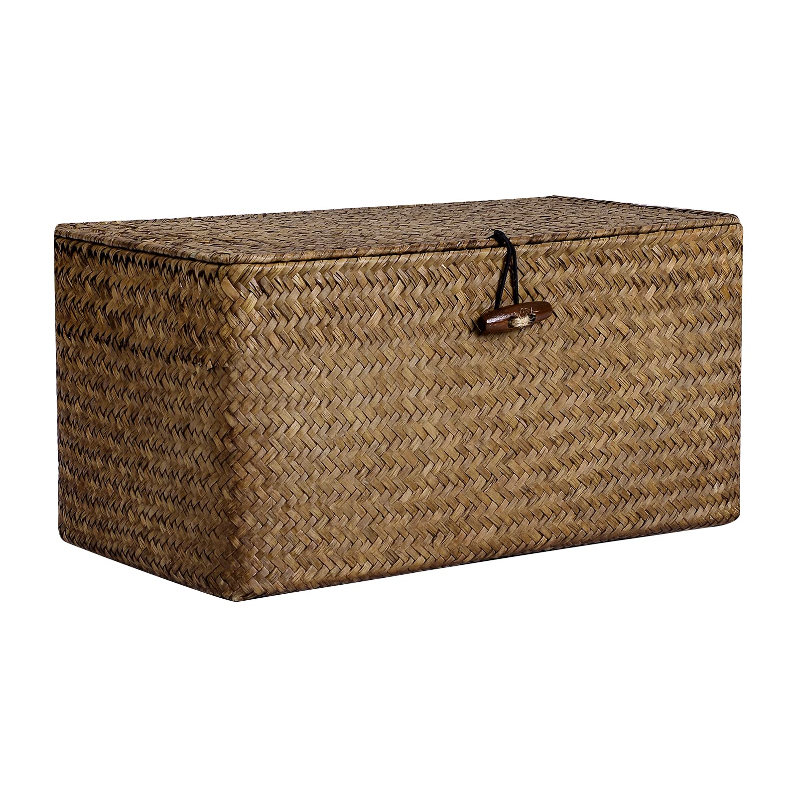 Natural Seagrass Storage Baskets with Lid - Multipurpose Home Organizer Bins for Shelves, Closet & Living Room - Decorative Woven Storage Boxes 12