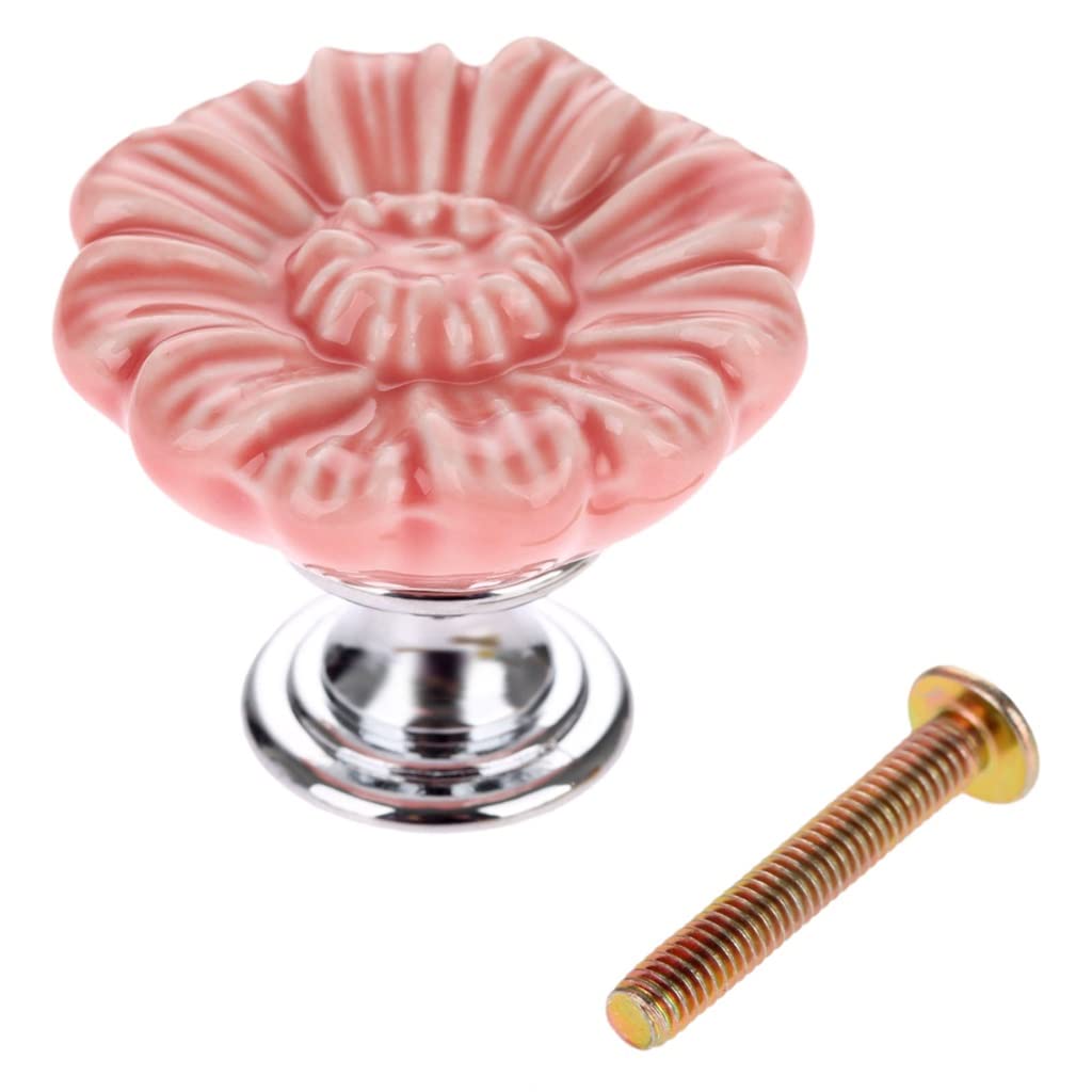 1pc European Style Floral Ceramic Cabinet Knob - Pink Vintage Cupboard Drawer Handle 33x33x28mm for Kitchen, Bathroom & Furniture Upgrade