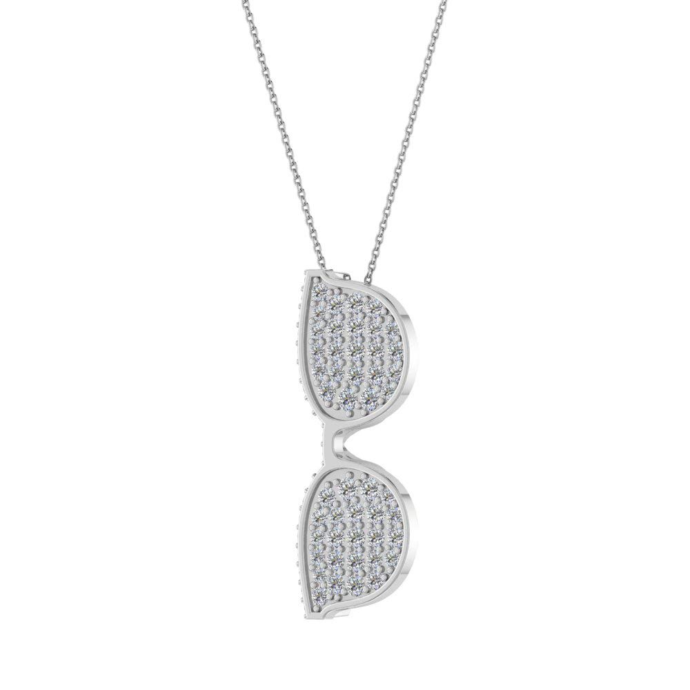 14K Gold Diamond Charm Necklace - Elegant Sunglasses Pendant for Women