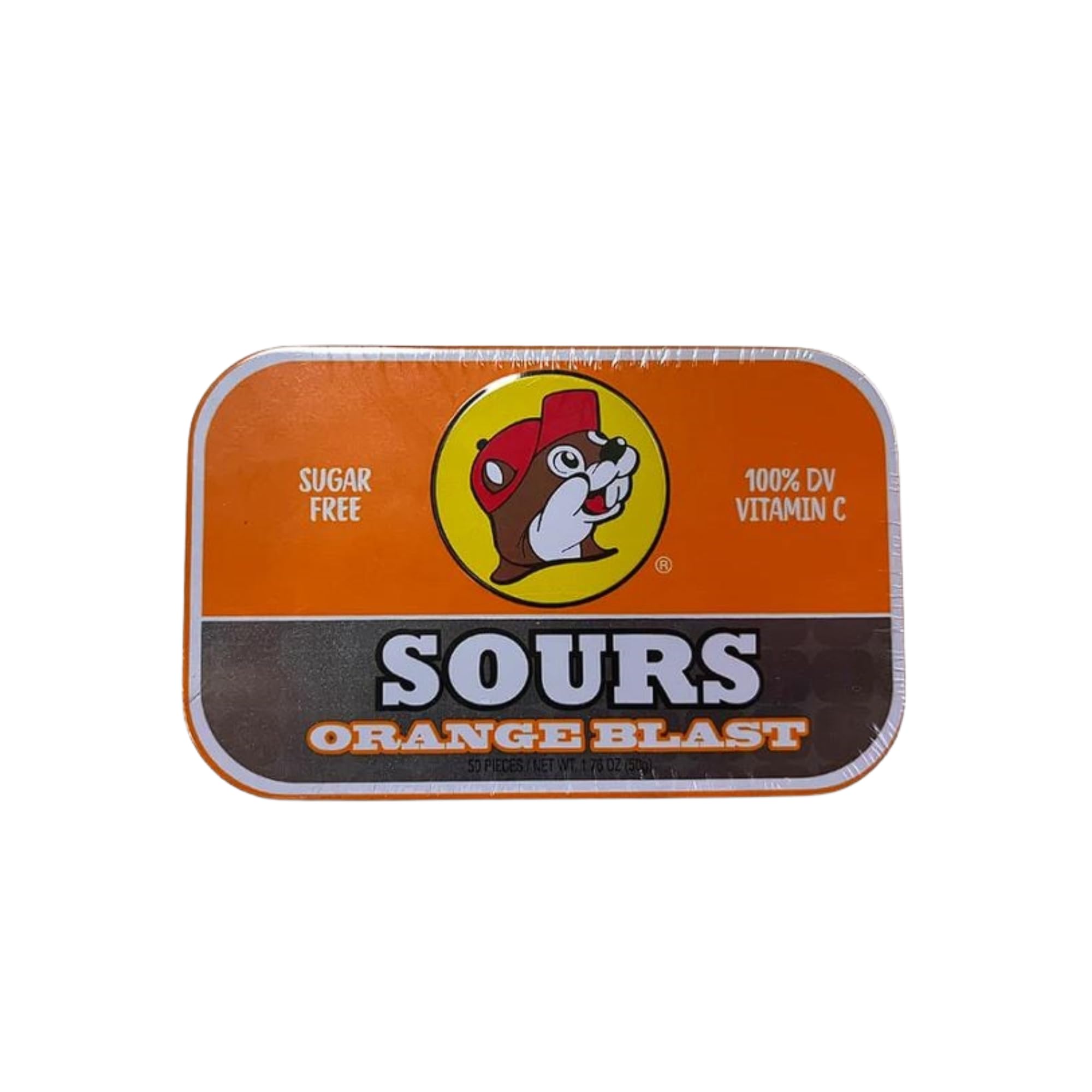 Buc-ee's Sugar Free & Gluten Free Orange Sours Mints - 50 Count Pack | Fresh Breath Solution for Travel, Work & After Meals