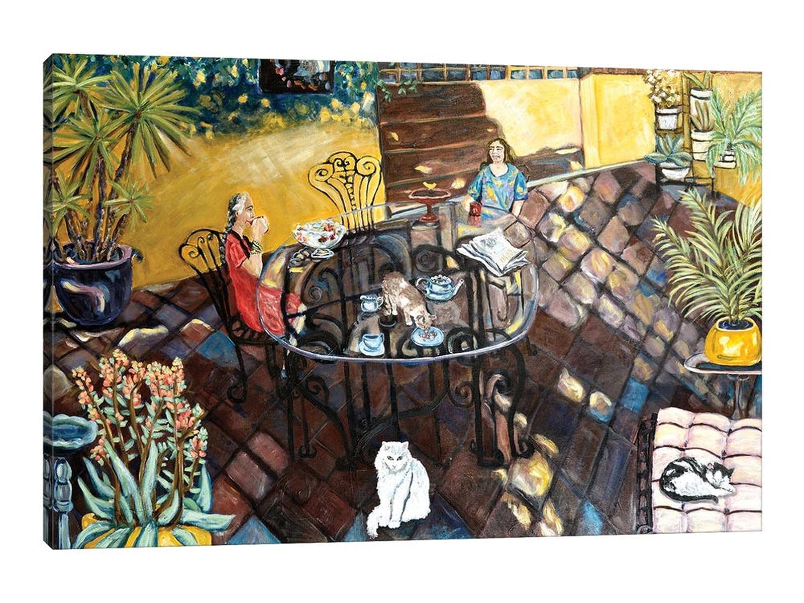 Kitchen Canvas Wall Art - Modern Abstract Chateau Wonderland Painting for Dining Room, Backyard Garden & Restaurant Decor - Framed Wall Artwork for Home (47x32 Inches) - Perfect for Farmhouse, Cafe & Kitchen Wall Decoration