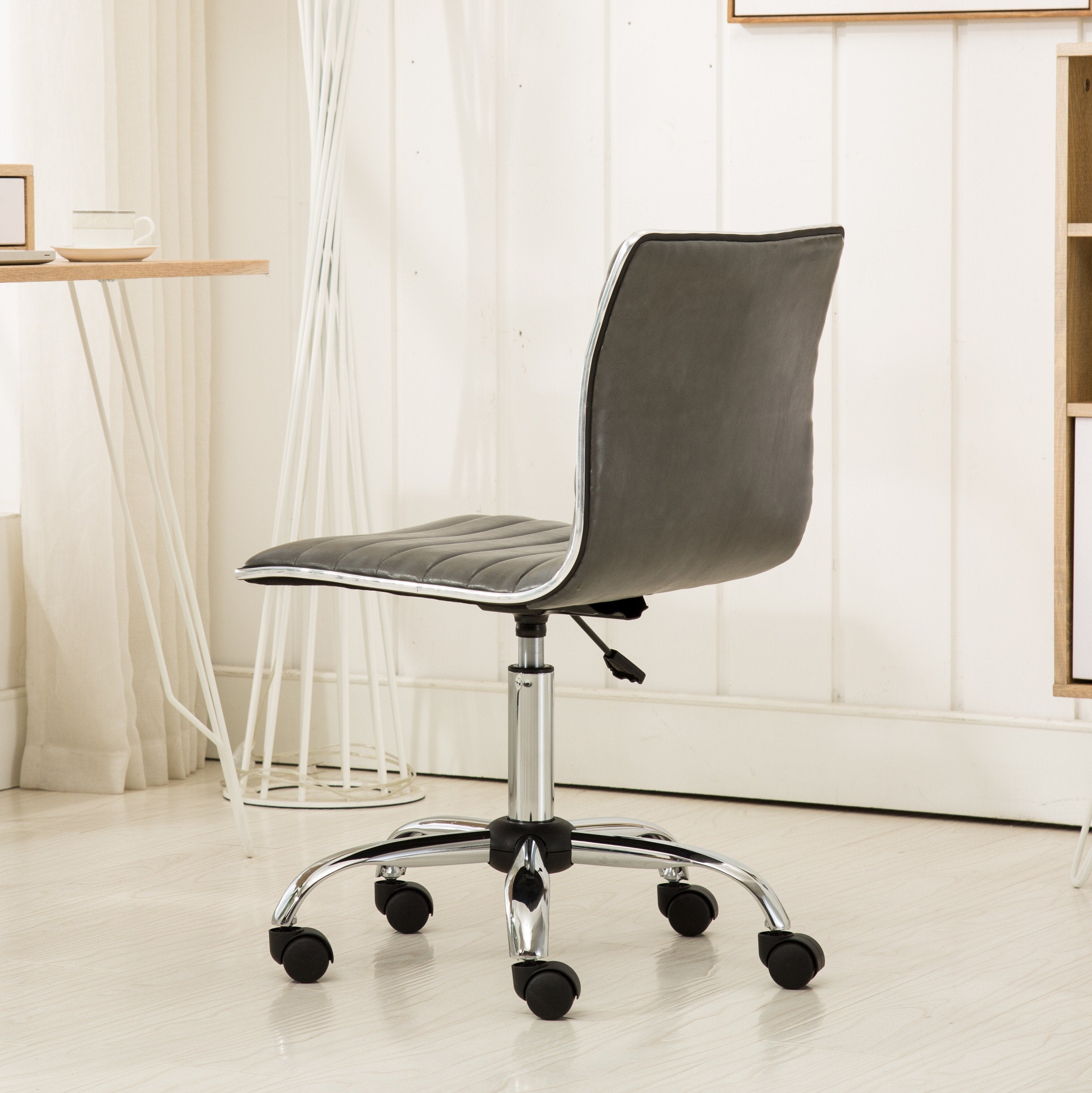 Roundhill Furniture Fremo Chromel Adjustable Air Lift Office Chair with Lumbar Support - Ergonomic Mesh Back & Seat, Gray - Perfect for Home Office, Gaming & Workspace Comfort