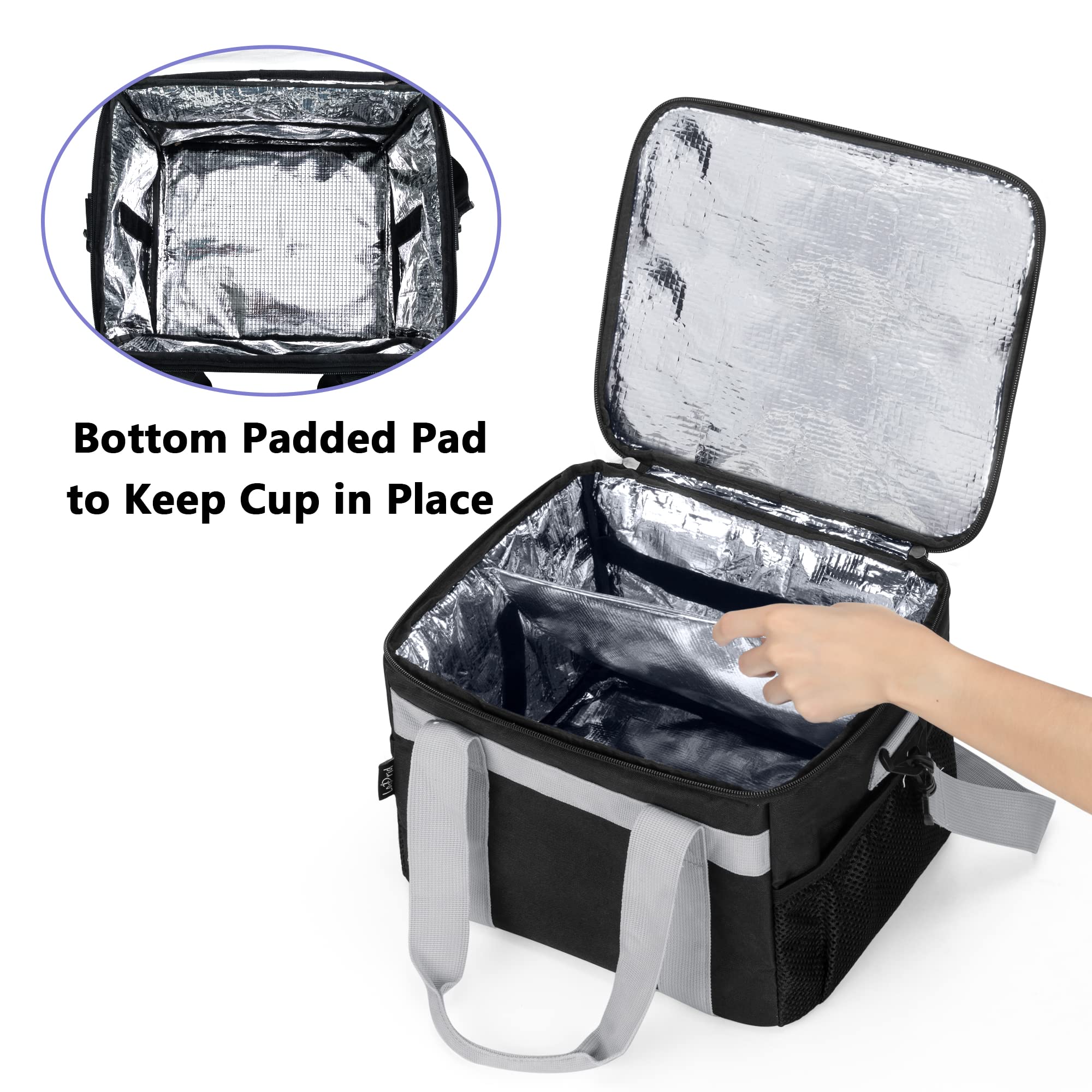 LoDrid Reusable 6-Cup Drink Carrier with 2 Handles - Perfect for Coffee, Bubble Tea & Smoothie Delivery - Ideal for Restaurants, Cafes & Food Trucks