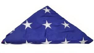 Premium 5x9.5 Foot American Memorial Flag - Heavy Duty Cotton US Burial Flag for Veterans with Embroidered Stars & Sewn Stripes - Brass Grommets & 4 Rows Lock Stitching - Perfect for Military Funerals, Memorial Services & Patriotic Displays