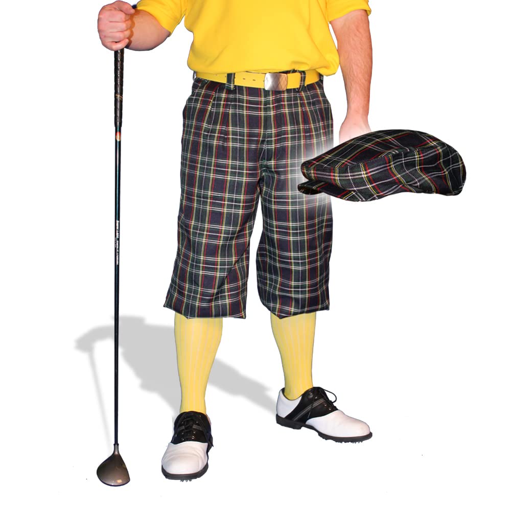 Men's Golf Knickers Plaid Pants & Cap Set - 'Par 5' Style by Lafayette | Perfect for Golf Tournaments & Country Club Outfits