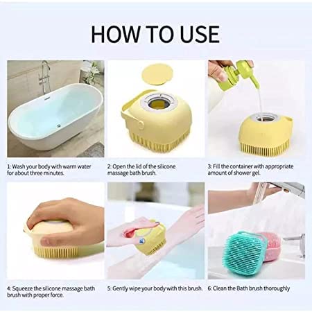 ULTRONEX Multi-Color Silicone Bath & Body Brush - Exfoliating Shower Scrubber for Deep Cleaning, Mud & Dirt Remover with Built-in Shower Gel Dispenser - Soft Massage Brush with Non-Toxic Bristles (Random Colors) - Perfect for Spa, Back Scrubbing & Sensitive Skin Care