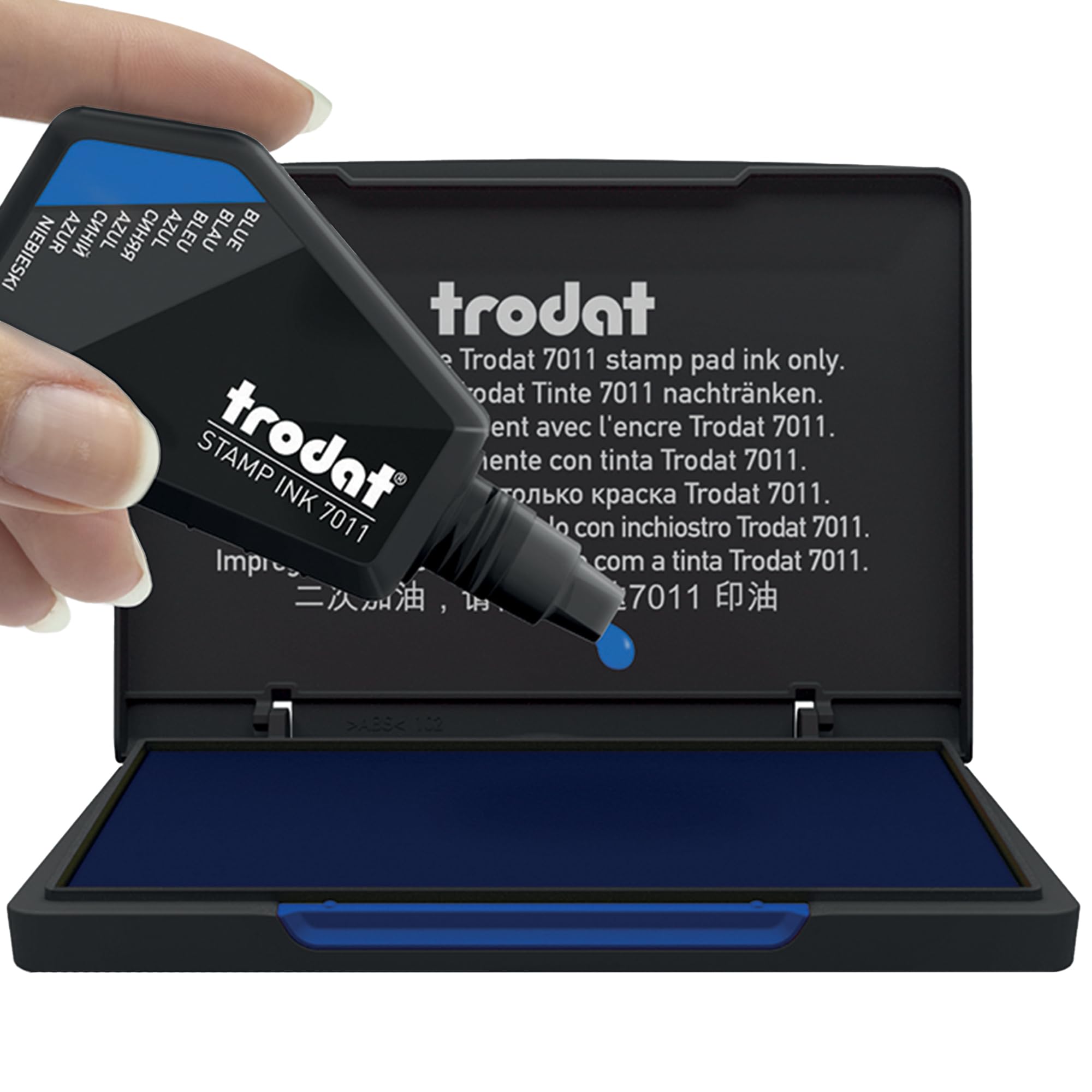 Trodat 9053 Blue Ink Stamp Pad for Business - Self-Inking Stamp Refill, Professional Office Supplies for Documents, Contracts & Paperwork