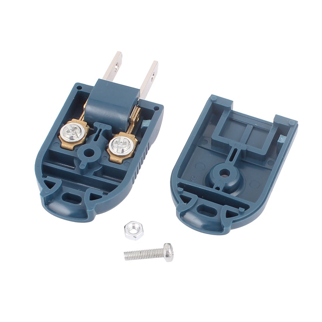 2 Pack US Plug Power Cord - 250V 10A Rewirable Rotating AC Connector with Charger (Blue) - Perfect for Laptops, TVs & Home Appliances
