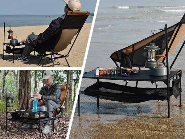 Compact Portable Folding Camping Chair with Side Pocket & Headrest - Lightweight Backpacking, Hiking & Beach Chair for Outdoor Adventures (166ZZ-A) - Perfect for Camping Trips, Picnics, Beach Days and Backyard Relaxation