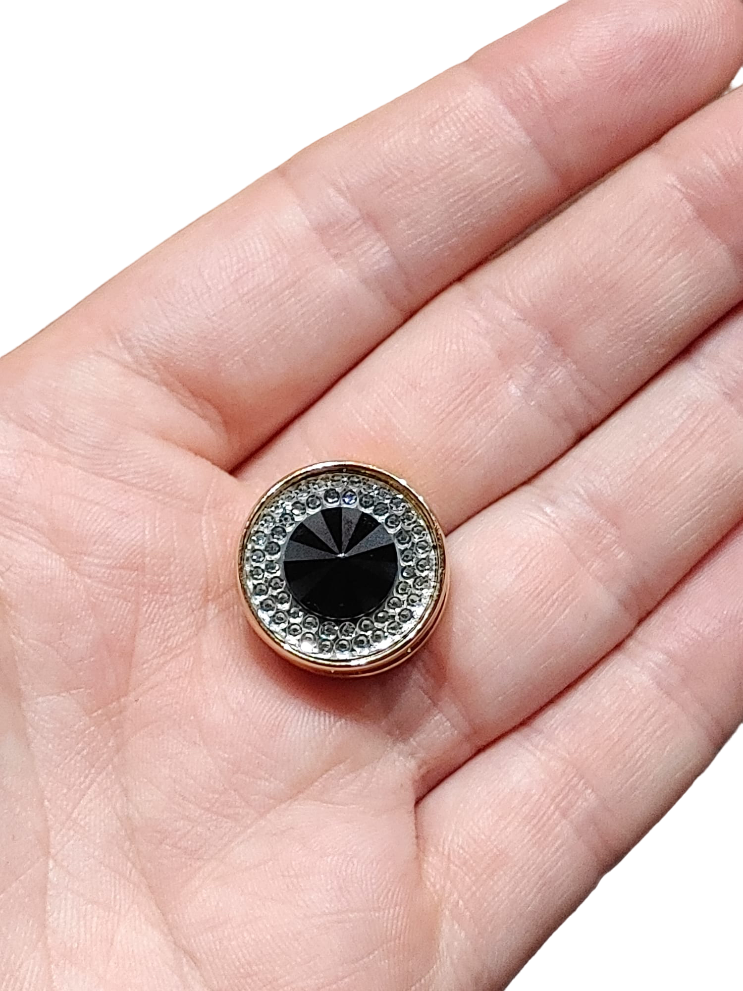 Elegant Black Gem Rhinestone Magnetic Snap Button for Handbags, Jackets & DIY Fashion Accessories - Secure & Stylish Fastener