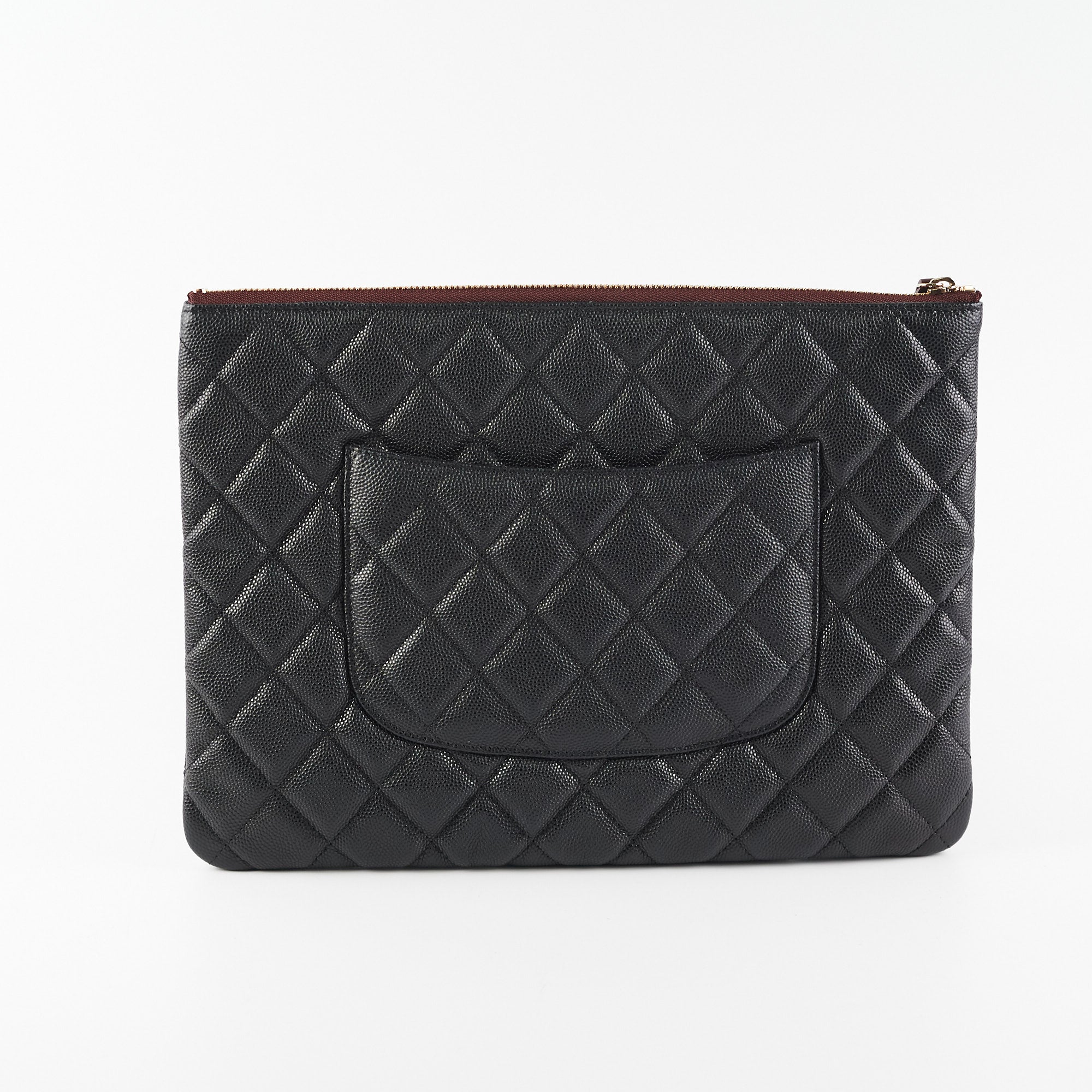 Chanel Medium O Case Pouch Clutch Bag in Black Caviar Leather - Perfect for Evening Events, Parties & Special Occasions