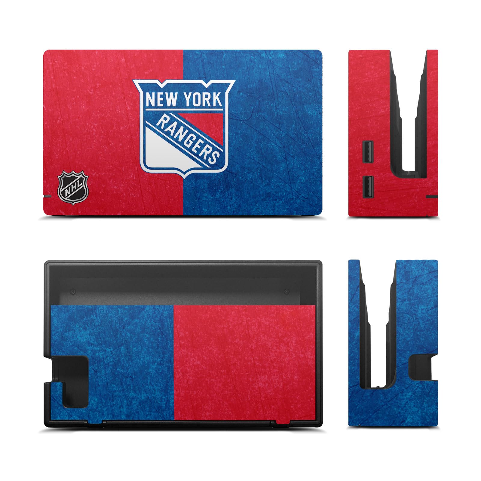 Official NHL Licensed New York Rangers Distressed Vinyl Skin Sticker for Nintendo Switch Console & Dock - Perfect for Gaming, Travel, and Home Entertainment