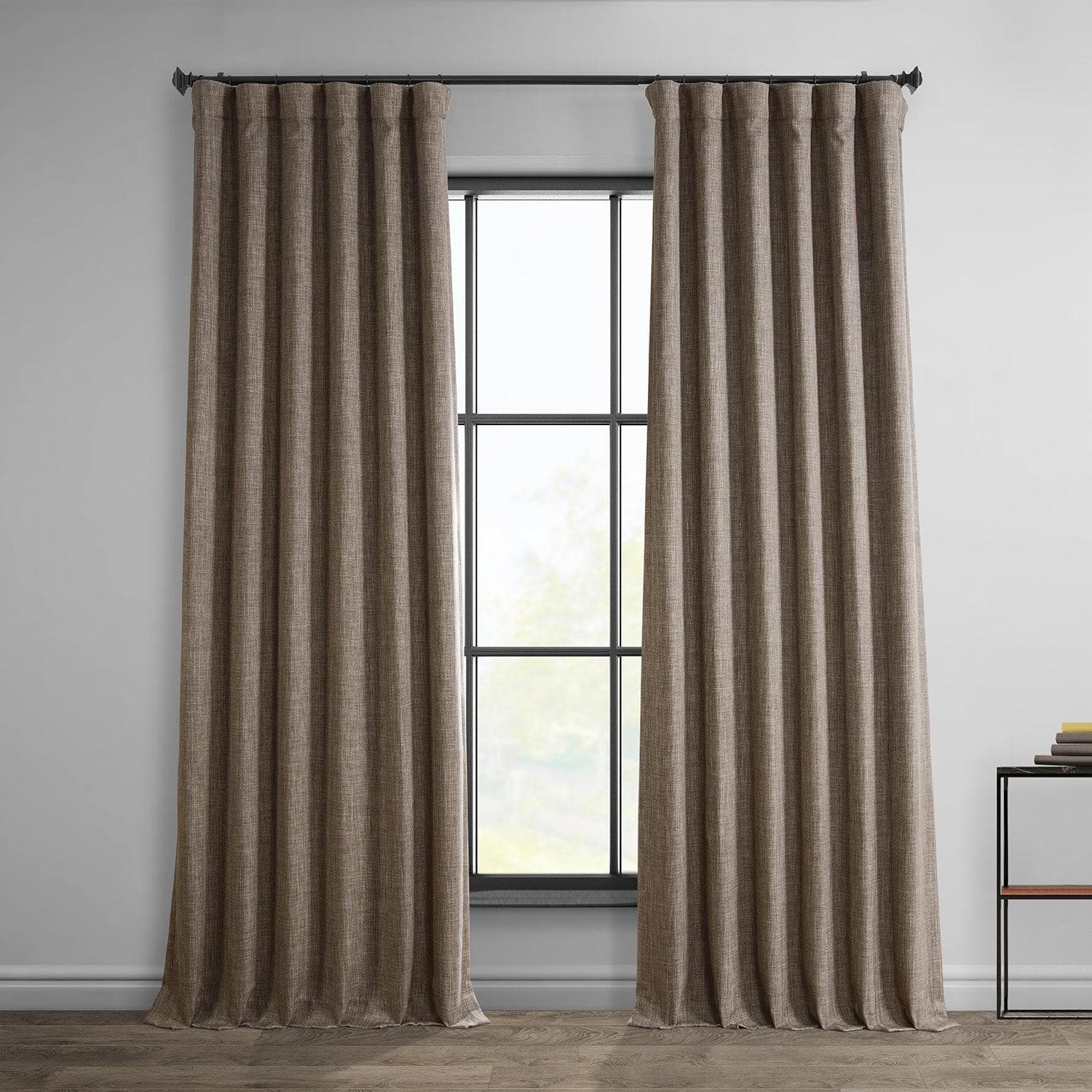 Premium Dutch Cocoa Textured Faux Linen Blackout Curtains for Living Room & Bedroom - Thermal Insulated, Noise Reducing, Light Blocking Window Drapes for Home Decor